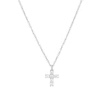 Quiet Icon-Petite Cross Necklace-Necklaces-Rhodium Plated Sterling Silver, Cubic Zirconia-Blue Ruby Jewellery-Vancouver Canada