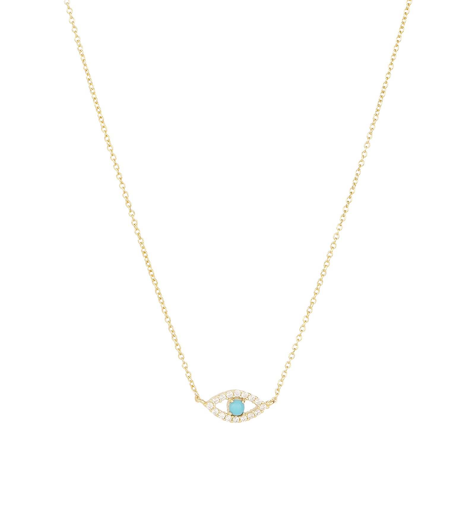 Quiet Icon-Evil Eye Stone Necklace-Necklaces-14k Gold Vermeil, Cubic Zirconia, Turquoise-Blue Ruby Jewellery-Vancouver Canada