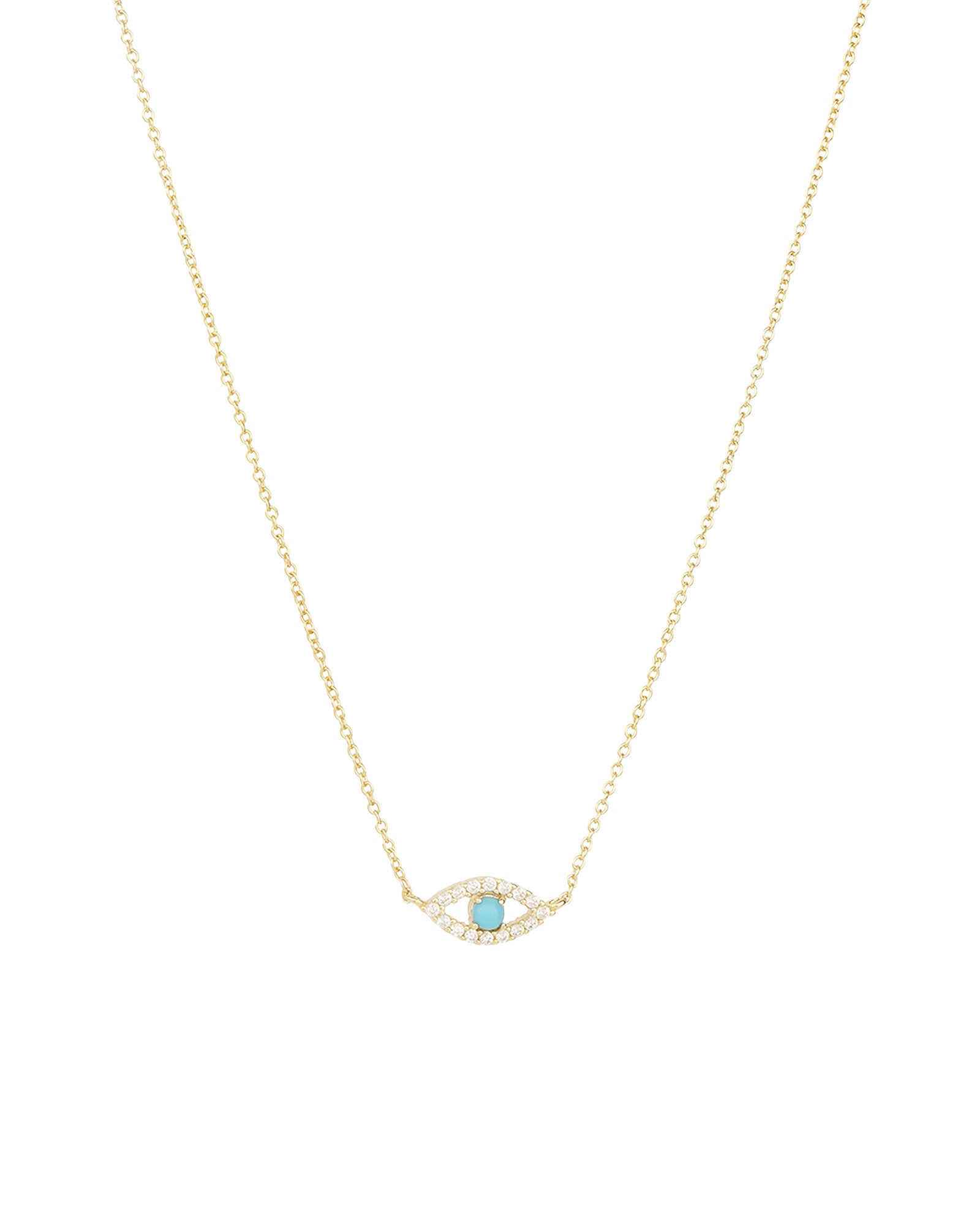 Quiet Icon-Evil Eye Stone Necklace-Necklaces-14k Gold Vermeil, Cubic Zirconia, Turquoise-Blue Ruby Jewellery-Vancouver Canada