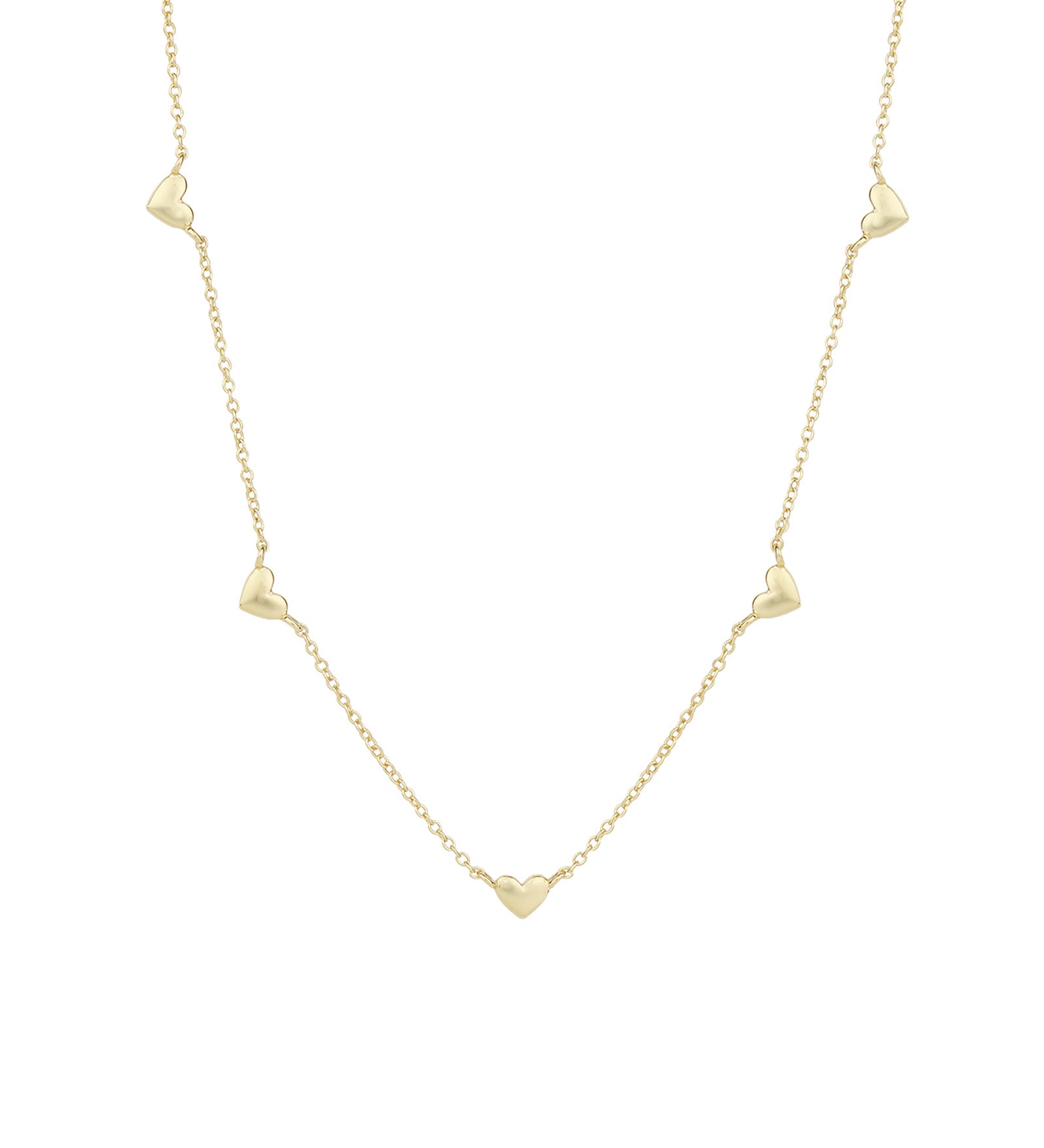 Quiet Icon-Heart Station Necklace-Necklaces-14k Gold Vermeil-Blue Ruby Jewellery-Vancouver Canada