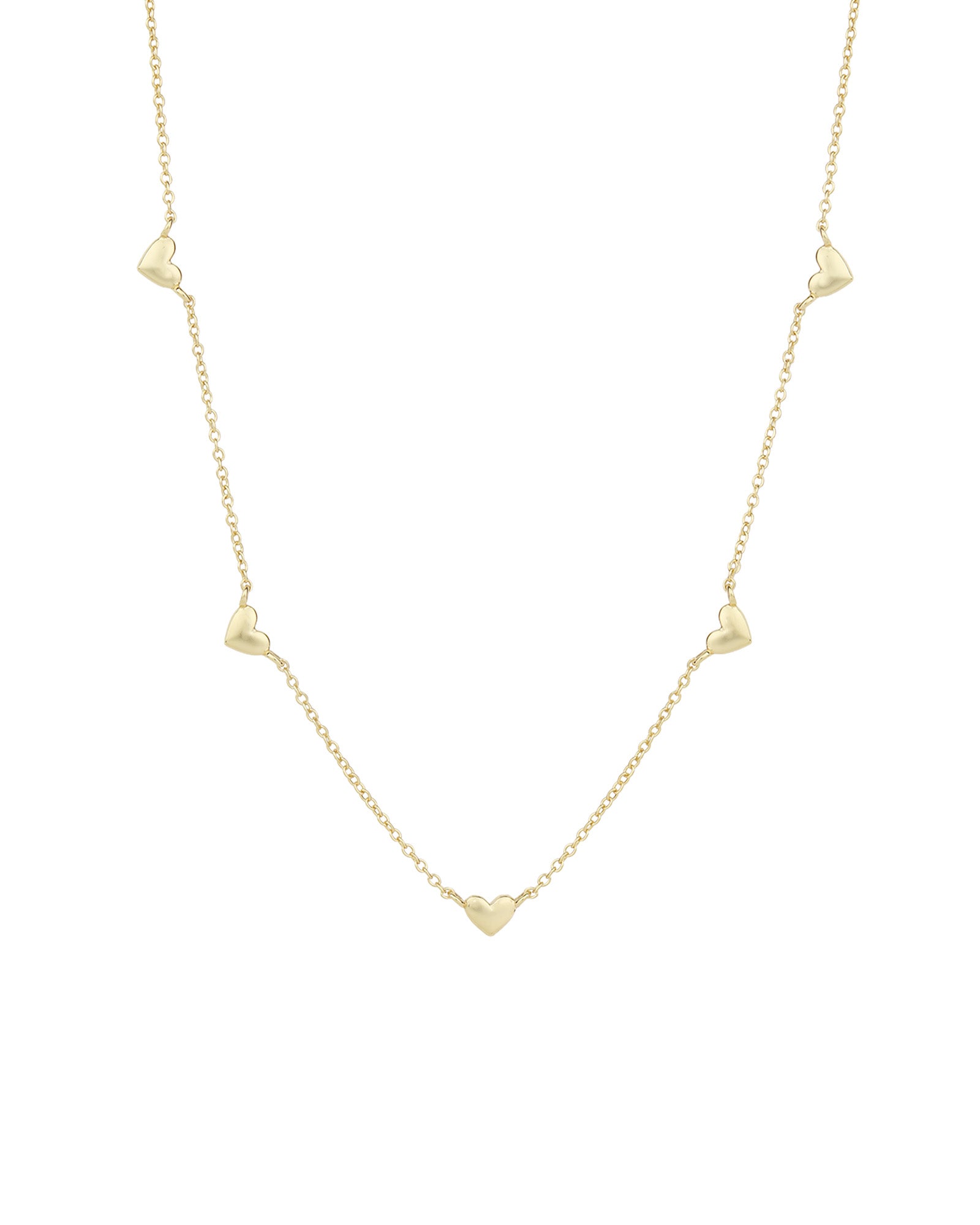 Quiet Icon-Heart Station Necklace-Necklaces-14k Gold Vermeil-Blue Ruby Jewellery-Vancouver Canada
