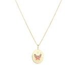 Quiet Icon-Butterfly Medallion Necklace-Necklaces-14k Gold Vermeil, Cubic Zirconia, Enamel-Blue Ruby Jewellery-Vancouver Canada