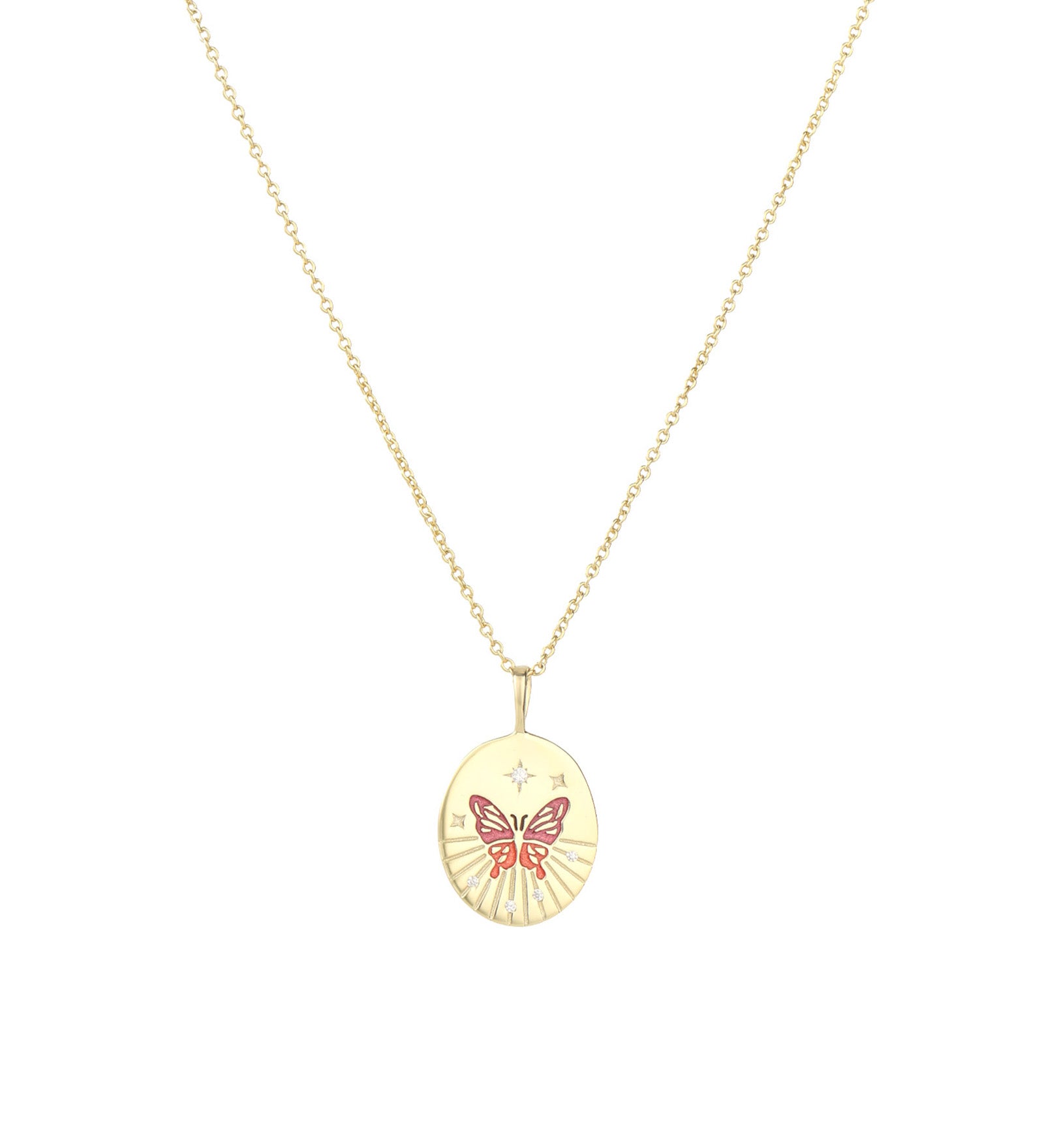 Quiet Icon-Butterfly Medallion Necklace-Necklaces-14k Gold Vermeil, Cubic Zirconia, Enamel-Blue Ruby Jewellery-Vancouver Canada