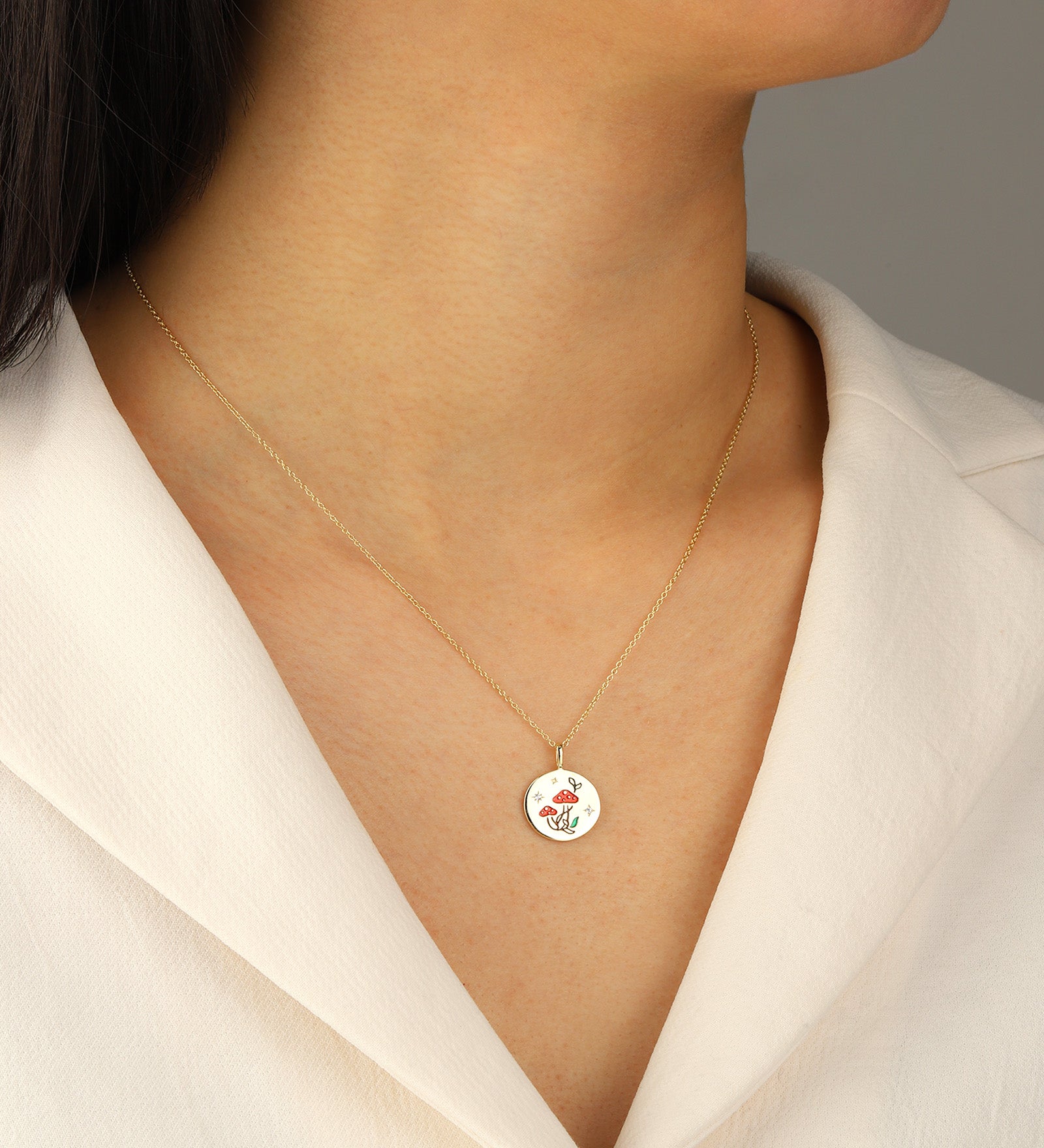 Quiet Icon-Mushroom Medallion Necklace-Necklaces-Blue Ruby Jewellery-Vancouver Canada