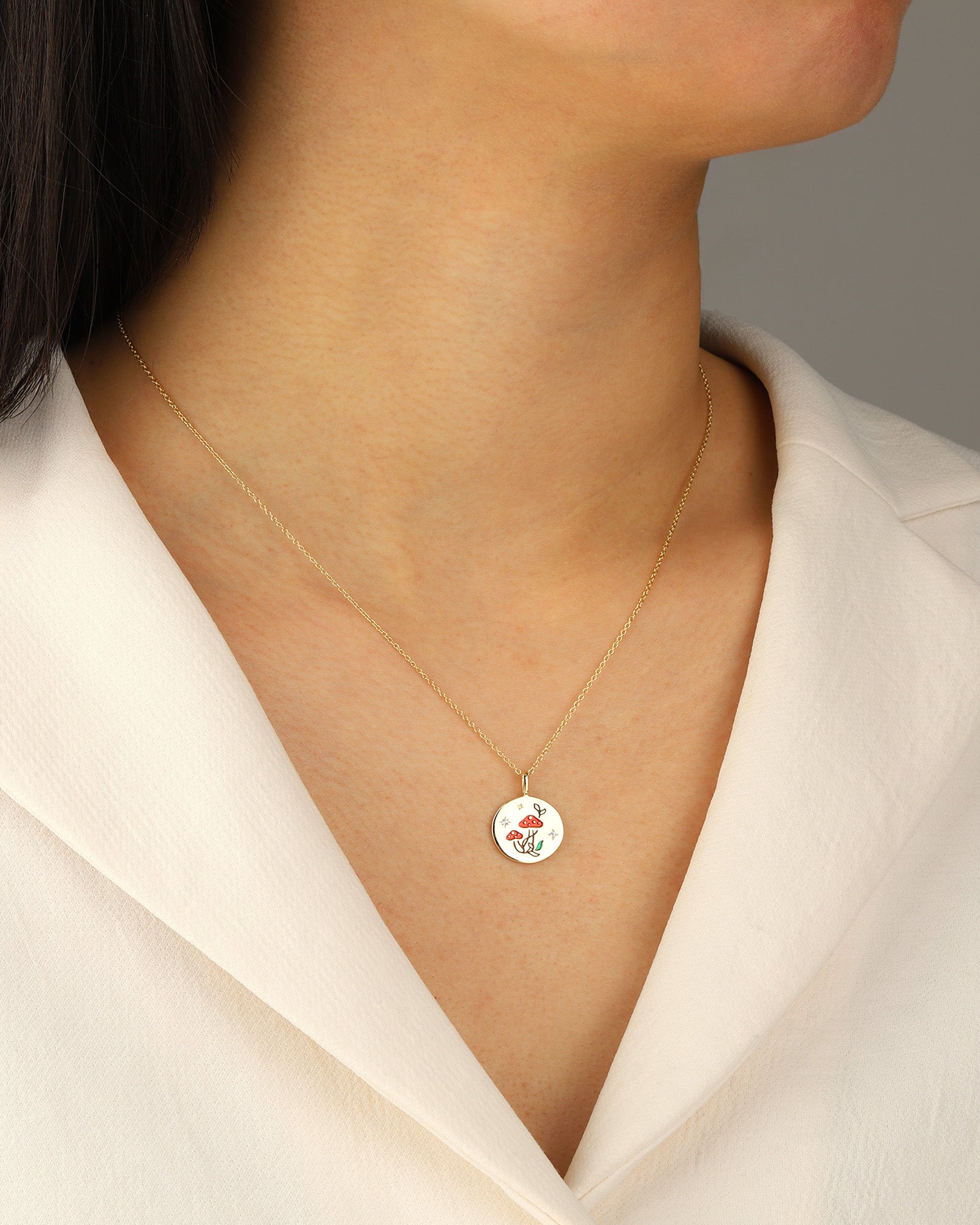 Quiet Icon-Mushroom Medallion Necklace-Necklaces-Blue Ruby Jewellery-Vancouver Canada