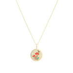 Quiet Icon-Mushroom Medallion Necklace-Necklaces-14k Gold Vermeil, Cubic Zirconia, Enamel-Blue Ruby Jewellery-Vancouver Canada