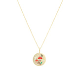 Quiet Icon-Mushroom Medallion Necklace-Necklaces-14k Gold Vermeil, Cubic Zirconia, Enamel-Blue Ruby Jewellery-Vancouver Canada