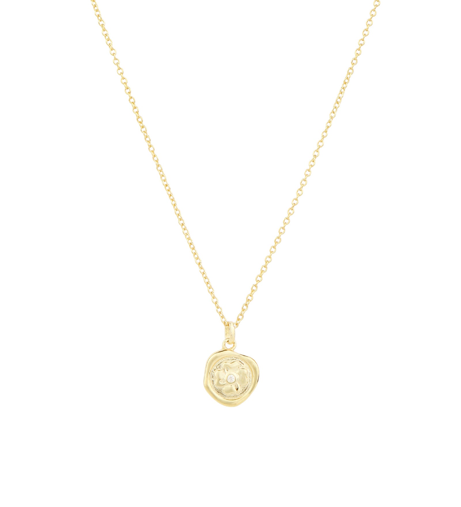 Quiet Icon-Bloom Medallion Necklace-Necklaces-14k Gold Vermeil, Cubic Zirconia-Blue Ruby Jewellery-Vancouver Canada
