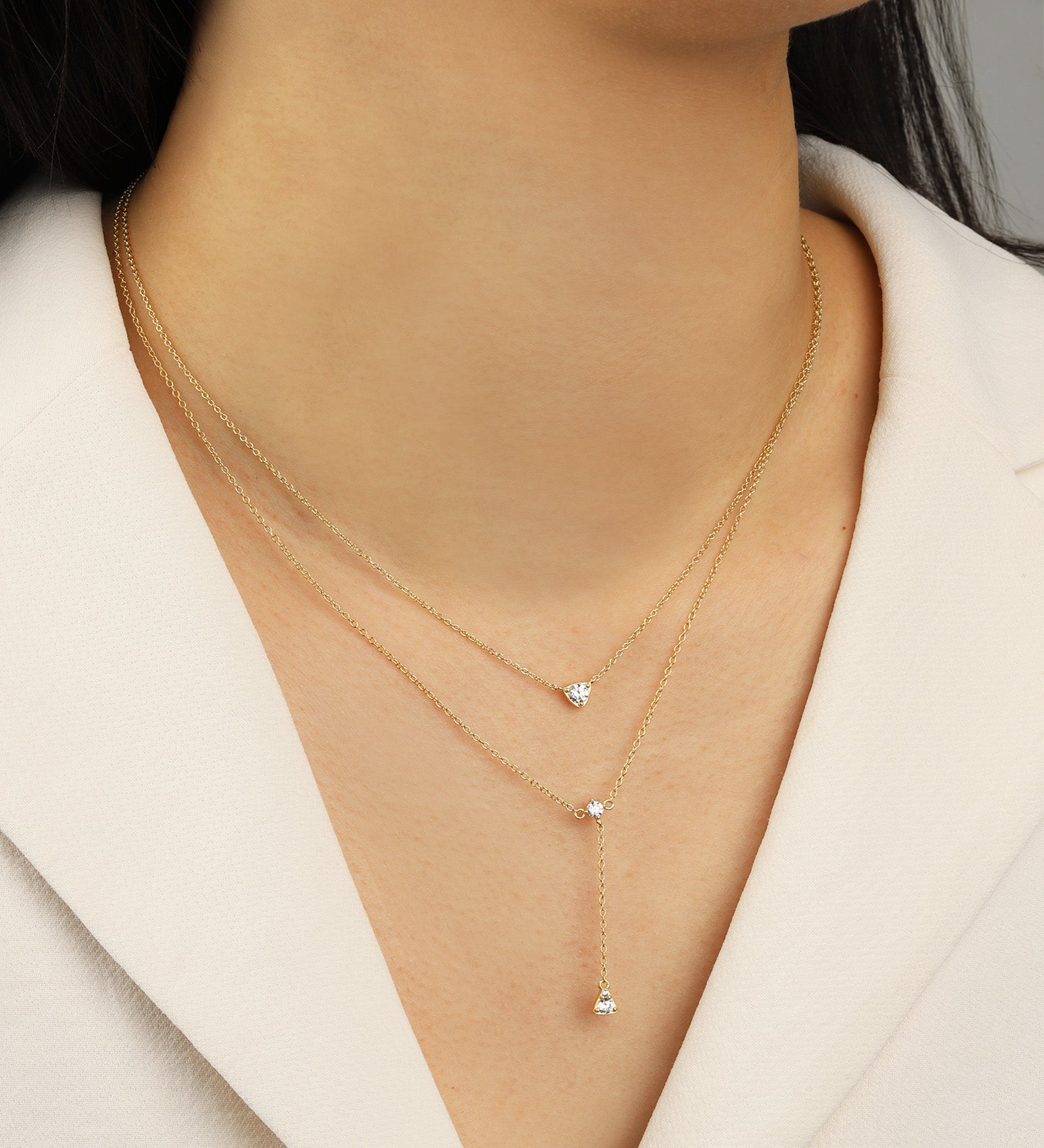 Quiet Icon-Triangle Solitaire Necklace-Necklaces-Blue Ruby Jewellery-Vancouver Canada