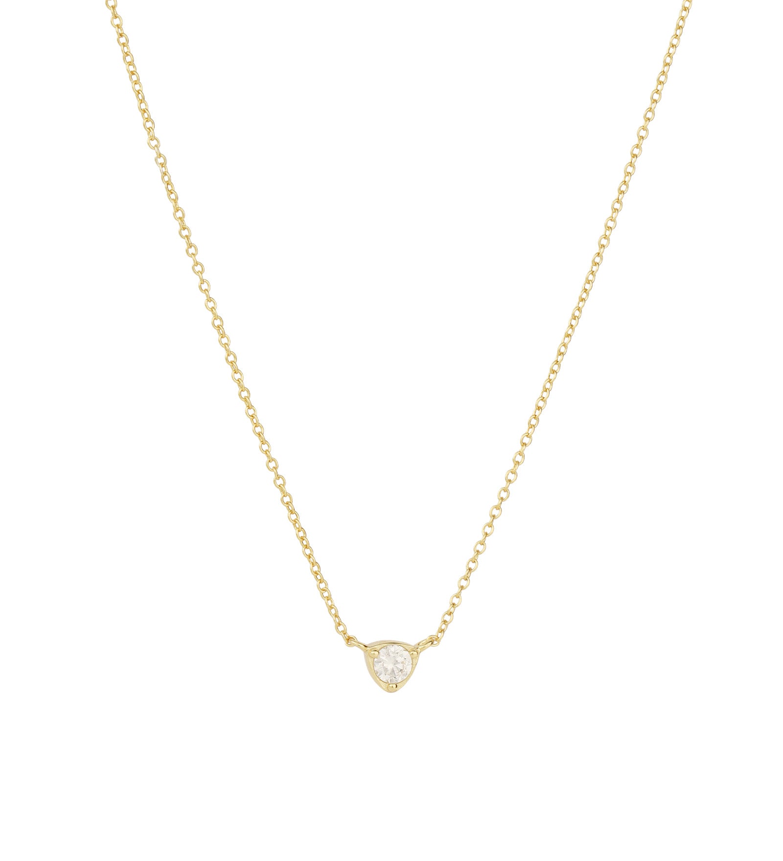 Quiet Icon-Triangle Solitaire Necklace-Necklaces-14k Gold Vermeil, Cubic Zirconia-Blue Ruby Jewellery-Vancouver Canada