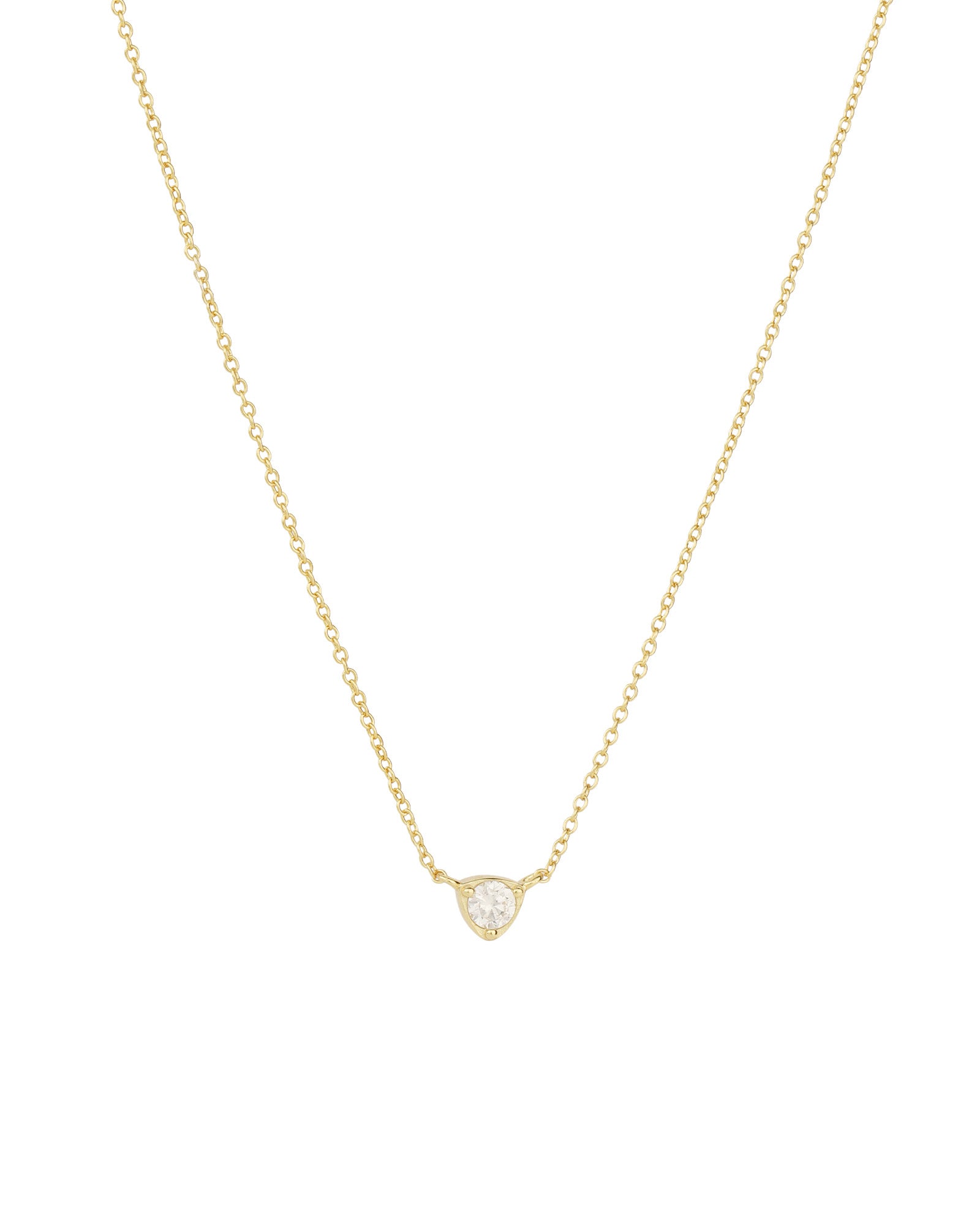 Quiet Icon-Triangle Solitaire Necklace-Necklaces-14k Gold Vermeil, Cubic Zirconia-Blue Ruby Jewellery-Vancouver Canada