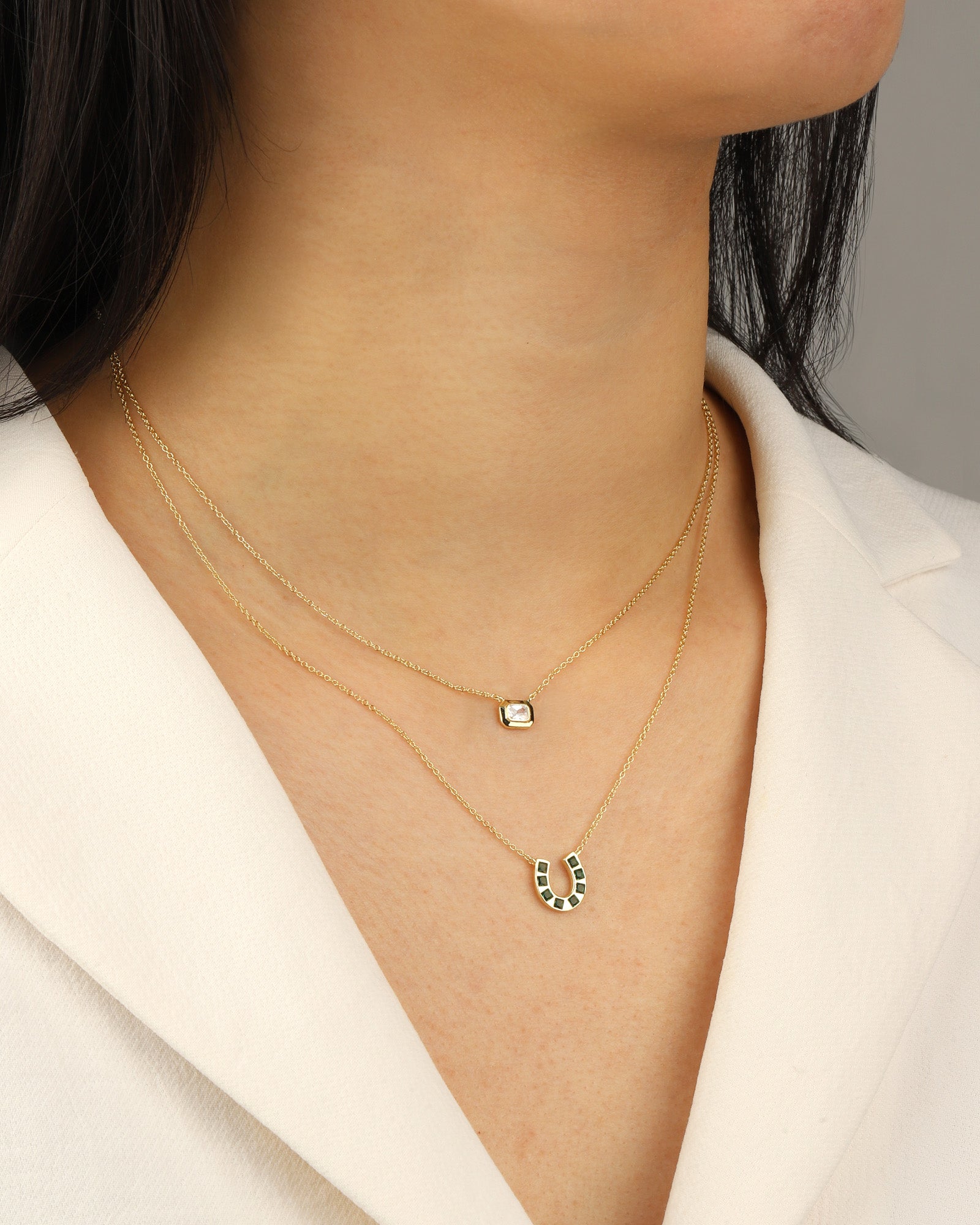 Quiet Icon-Emerald Cut East-West Necklace-Necklaces-Blue Ruby Jewellery-Vancouver Canada