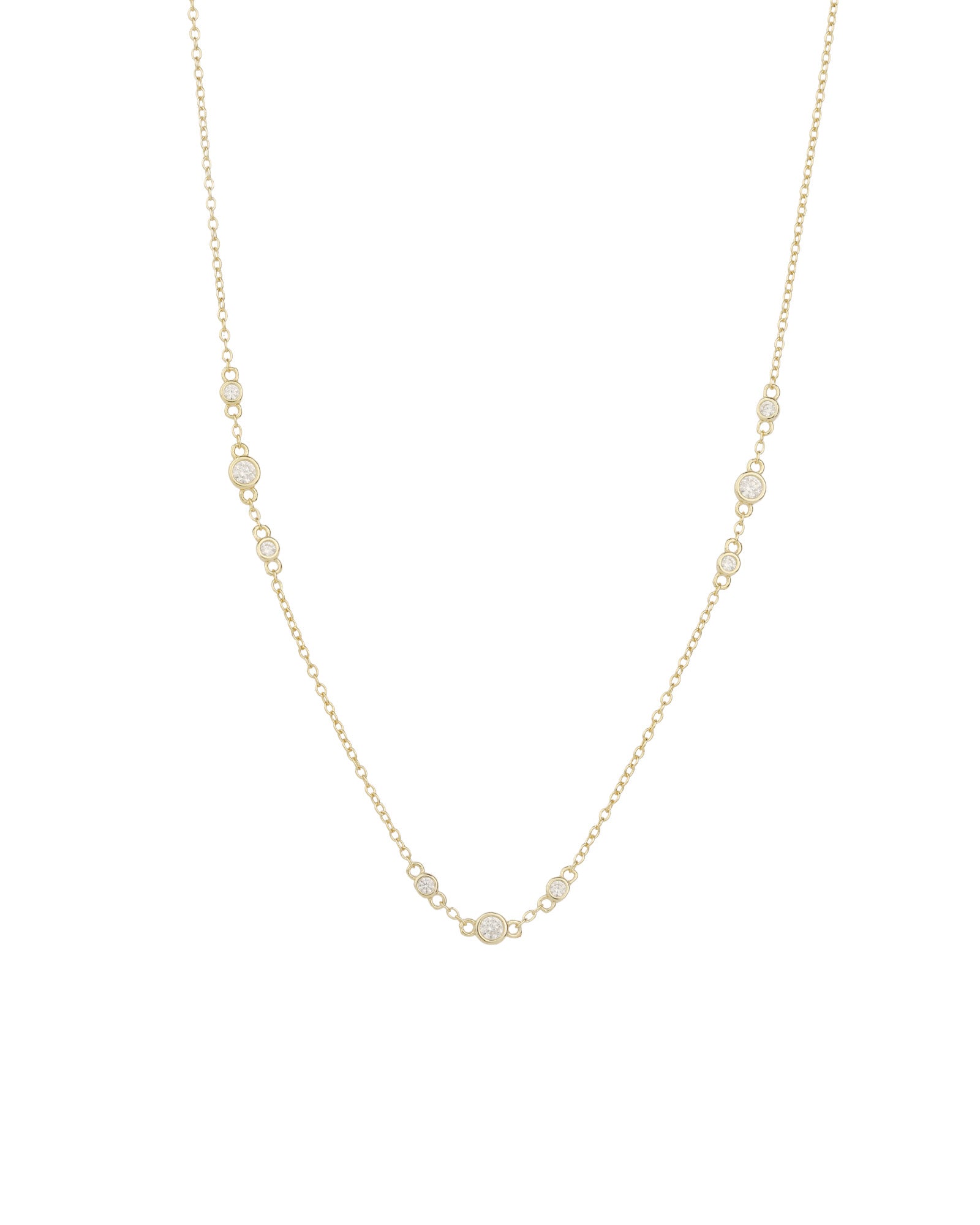 Quiet Icon-Trinity Station Necklace-Necklaces-14k Gold Vermeil, Cubic Zirconia-Blue Ruby Jewellery-Vancouver Canada