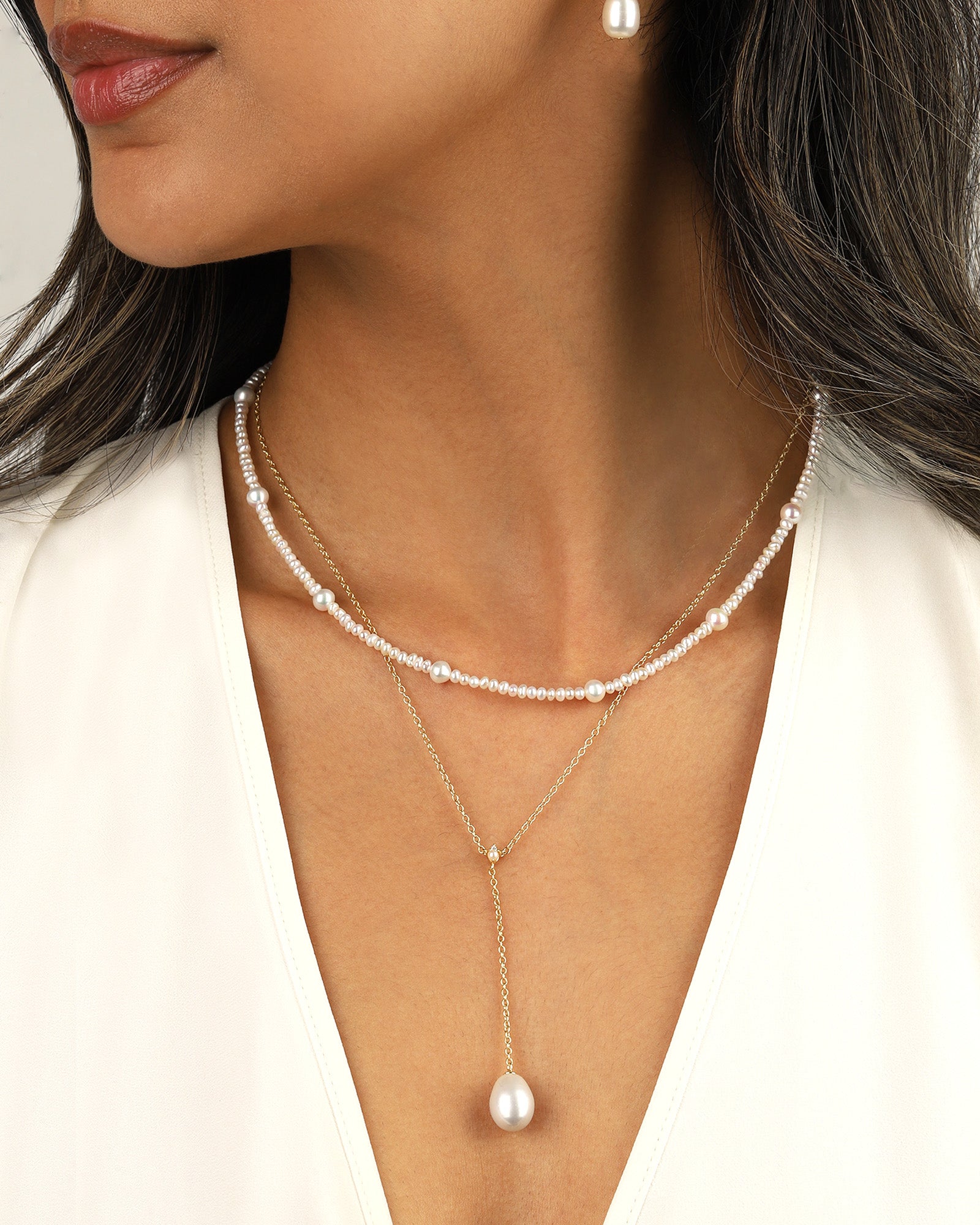Quiet Icon-Mixed Size Pearl Necklace-Necklaces-Blue Ruby Jewellery-Vancouver Canada