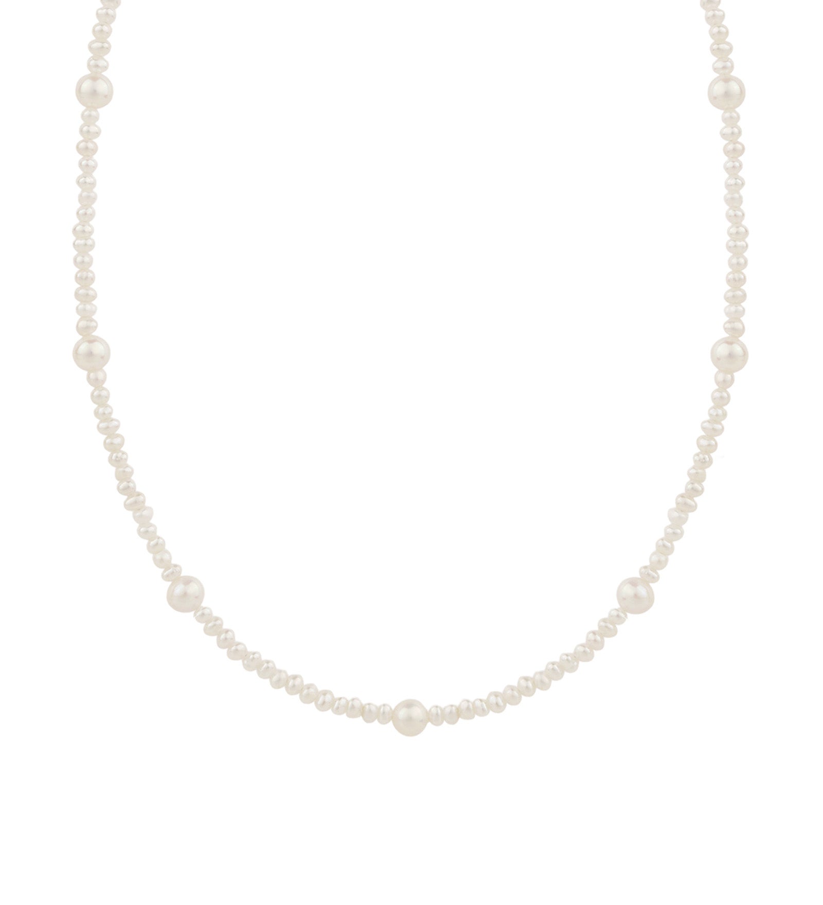 Quiet Icon-Mixed Size Pearl Necklace-Necklaces-14k Gold Vermeil, White Pearl-Blue Ruby Jewellery-Vancouver Canada