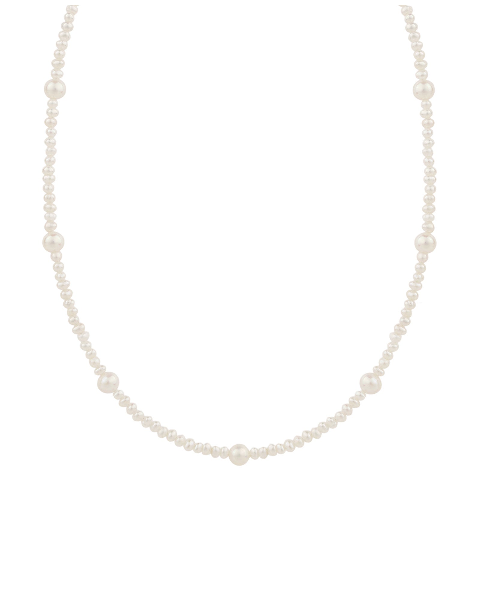 Quiet Icon-Mixed Size Pearl Necklace-Necklaces-14k Gold Vermeil, White Pearl-Blue Ruby Jewellery-Vancouver Canada