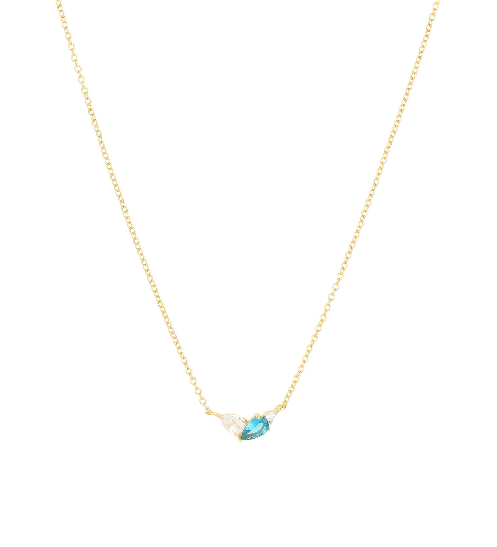 Quiet Icon-Toi Et Moi Stone Necklace-Necklaces-14k Gold Vermeil, Cubic Zirconia, Blue Zircon-Blue Ruby Jewellery-Vancouver Canada