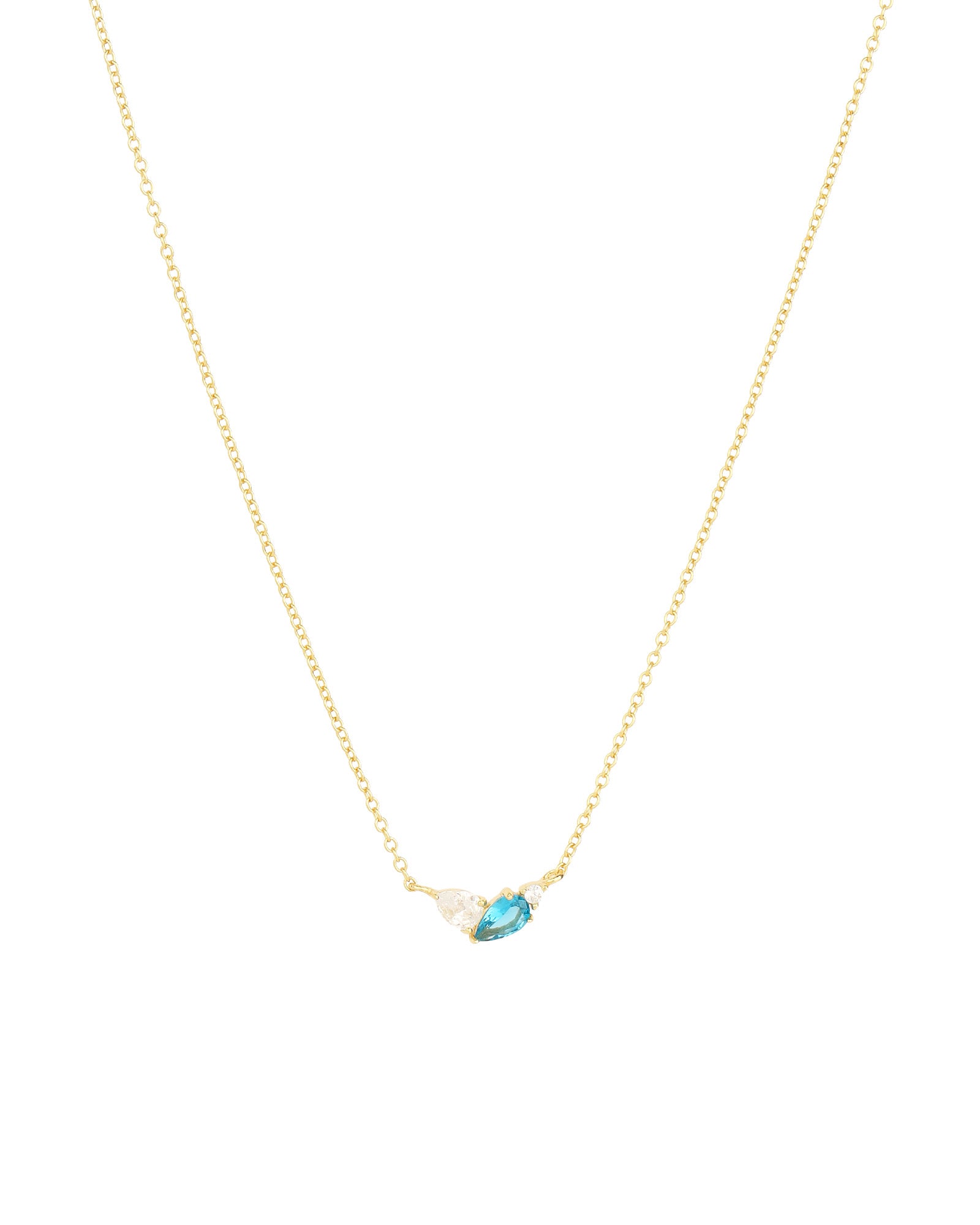 Quiet Icon-Toi Et Moi Stone Necklace-Necklaces-14k Gold Vermeil, Cubic Zirconia, Blue Zircon-Blue Ruby Jewellery-Vancouver Canada