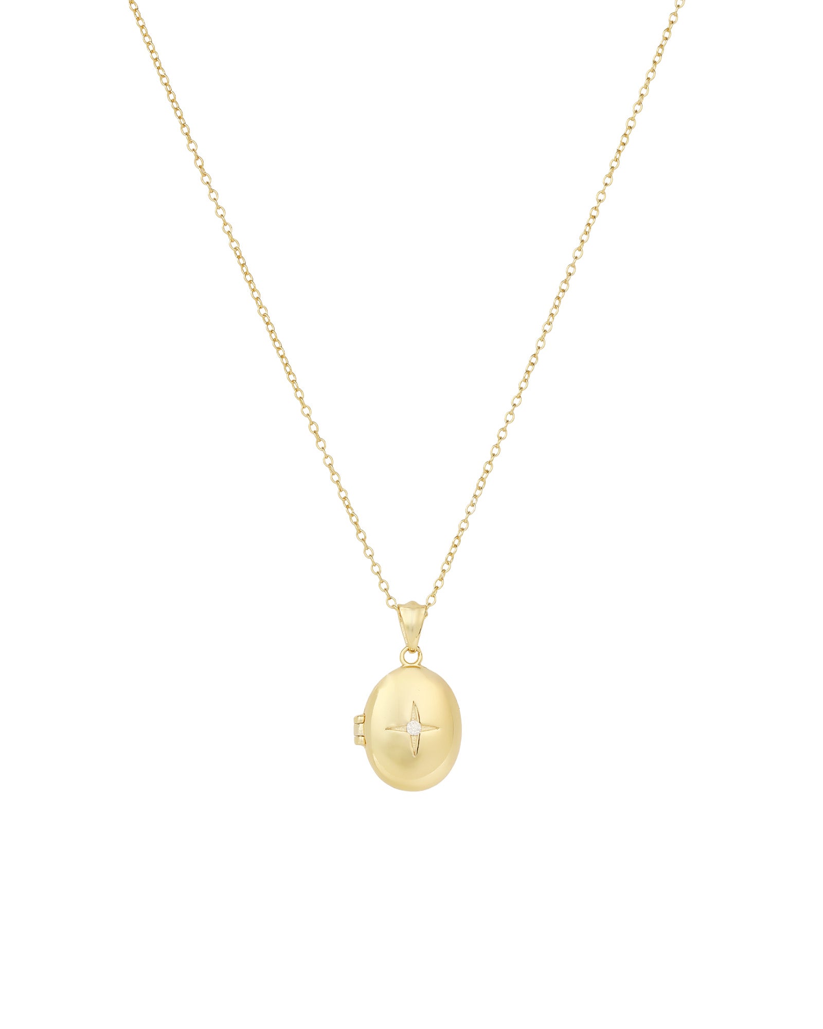 Quiet Icon-Celestial Star Locket-Necklaces-14k Gold Vermeil, Cubic Zirconia-Blue Ruby Jewellery-Vancouver Canada