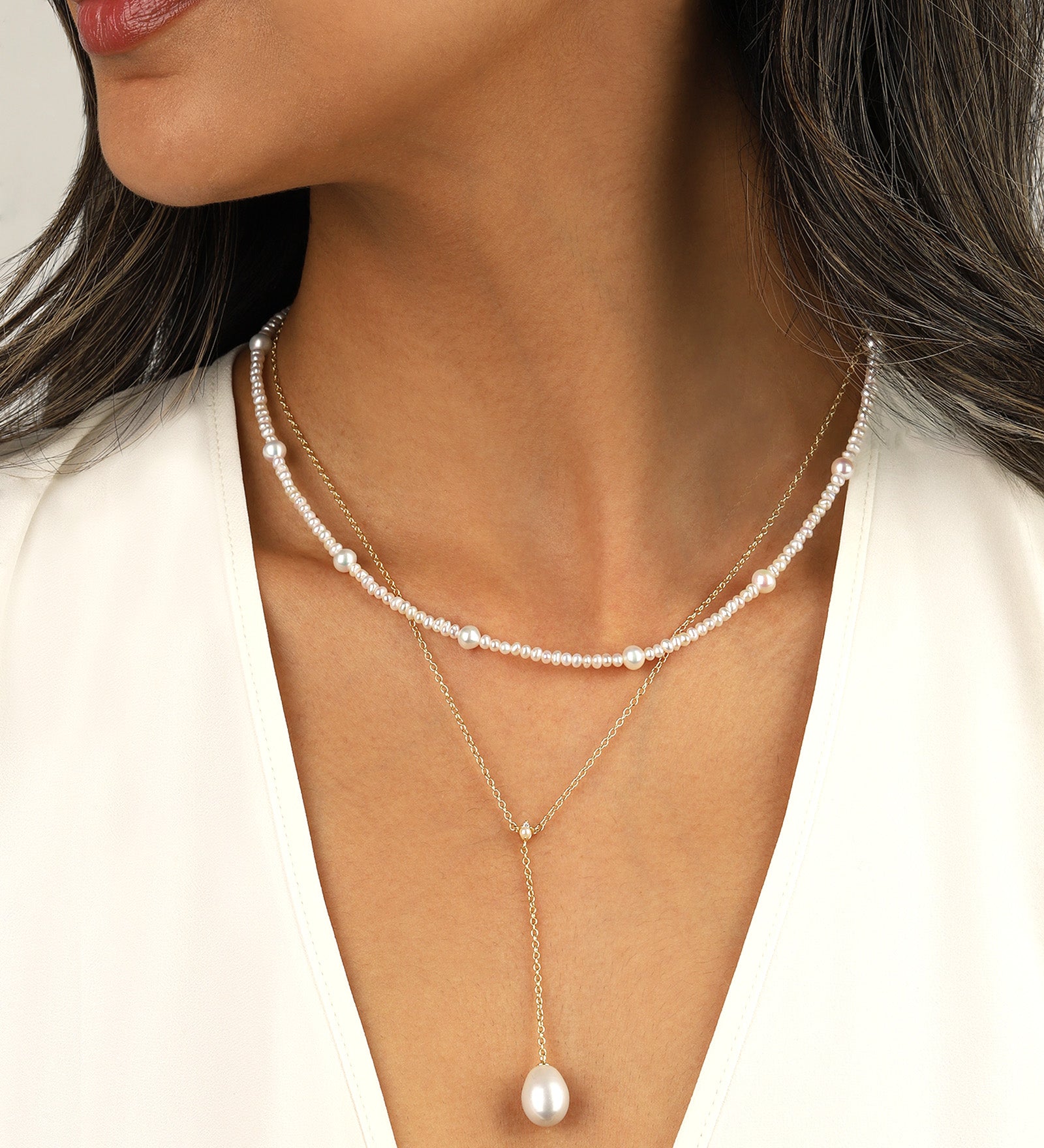 Quiet Icon-Pearl Y Necklace-Necklaces-Blue Ruby Jewellery-Vancouver Canada