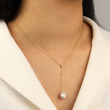 Quiet Icon-Pearl Y Necklace-Necklaces-Blue Ruby Jewellery-Vancouver Canada