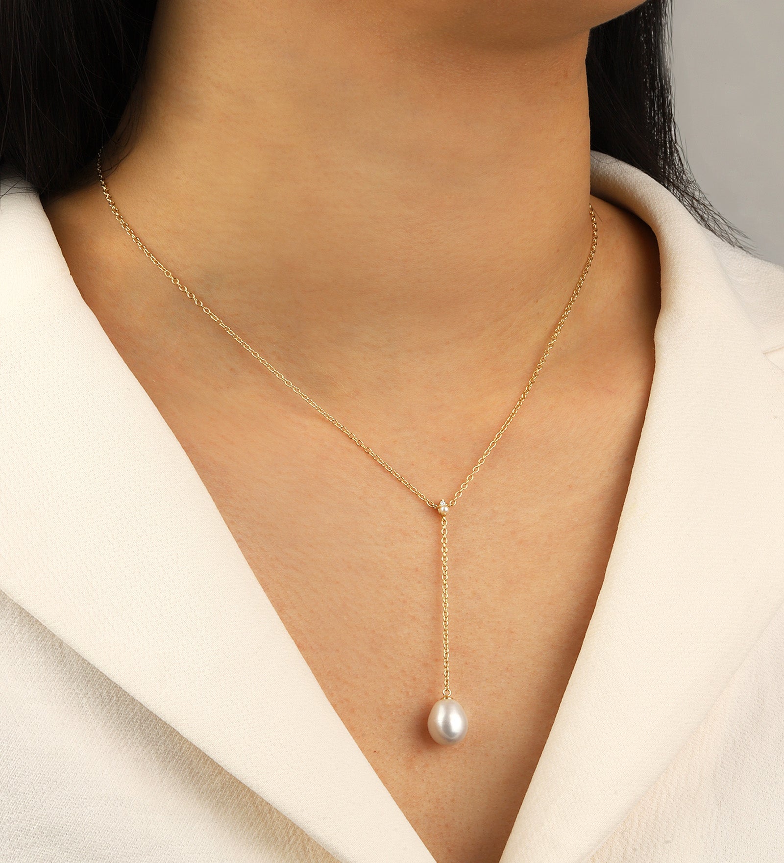 Quiet Icon-Pearl Y Necklace-Necklaces-Blue Ruby Jewellery-Vancouver Canada