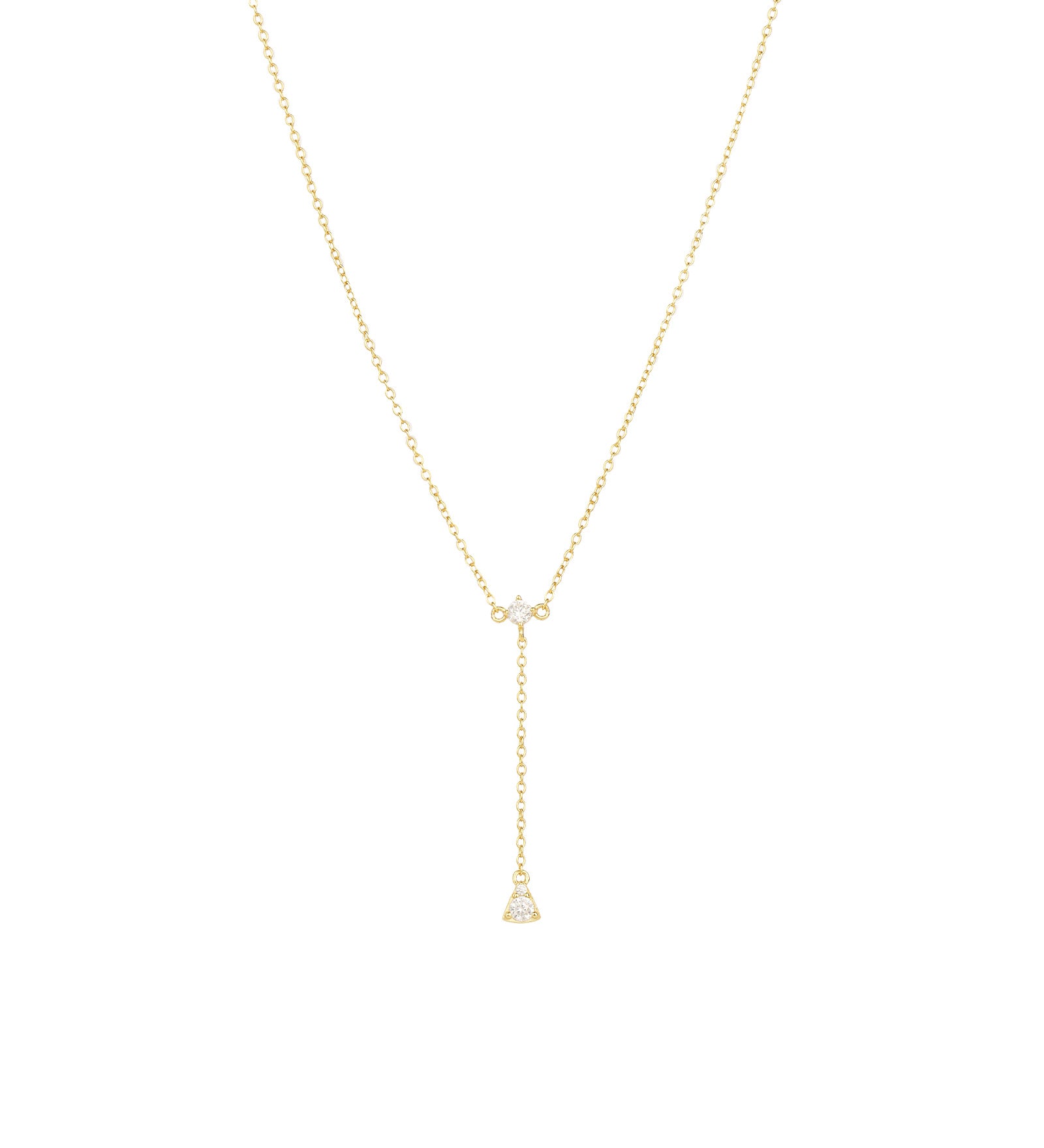 Petite Y Necklace 14k Gold Vermeil, Cubic Zirconia