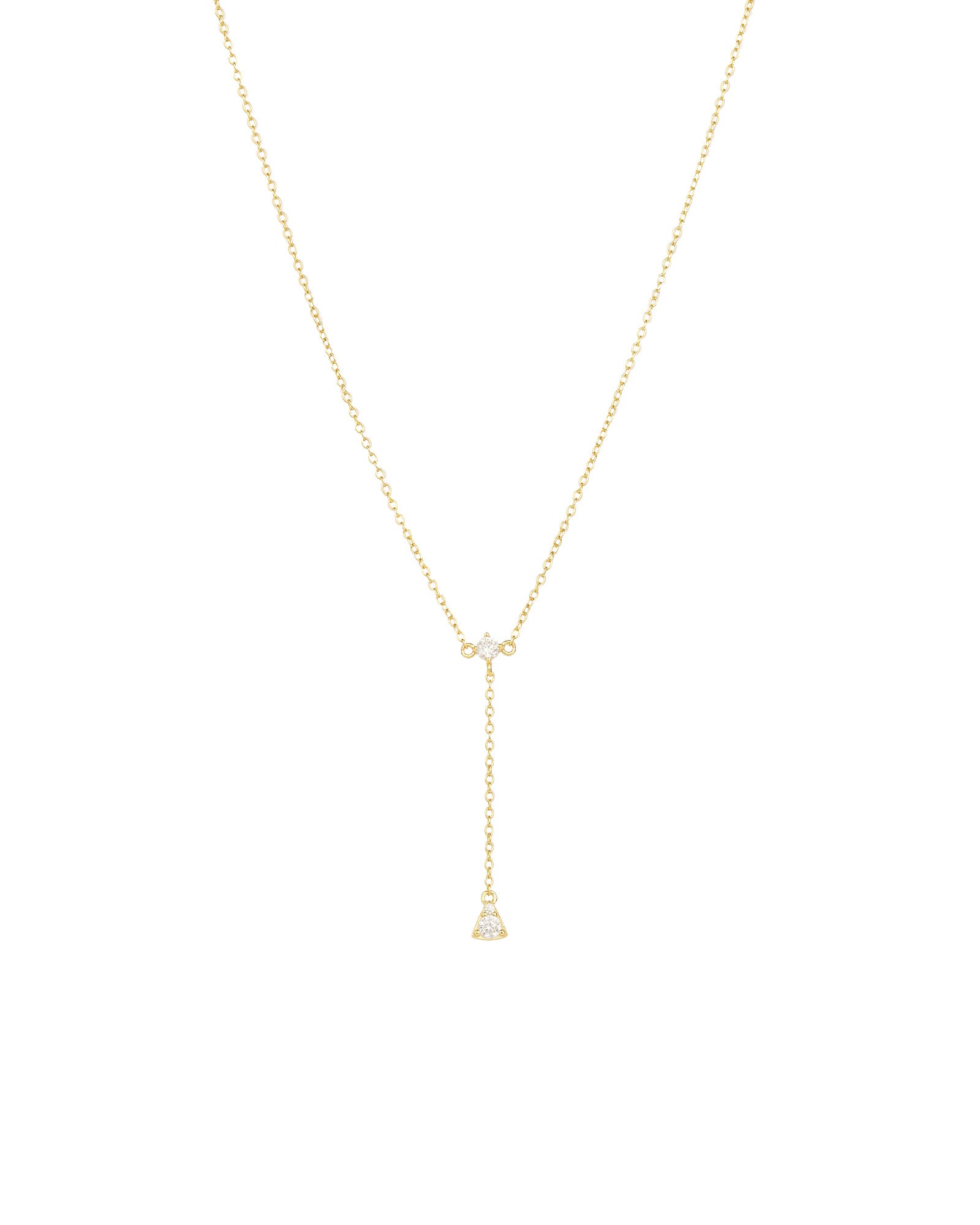 Petite Y Necklace 14k Gold Vermeil, Cubic Zirconia