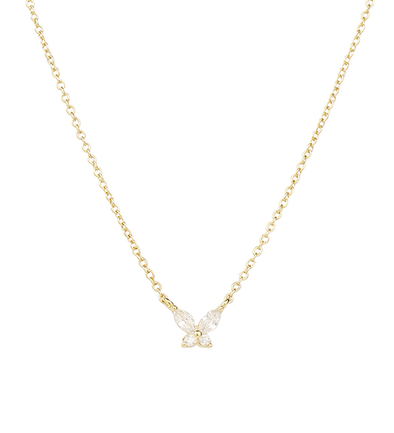 Quiet Icon-Petite Butterfly Necklace-Necklaces-14k Gold Vermeil, Cubic Zirconia-Blue Ruby Jewellery-Vancouver Canada