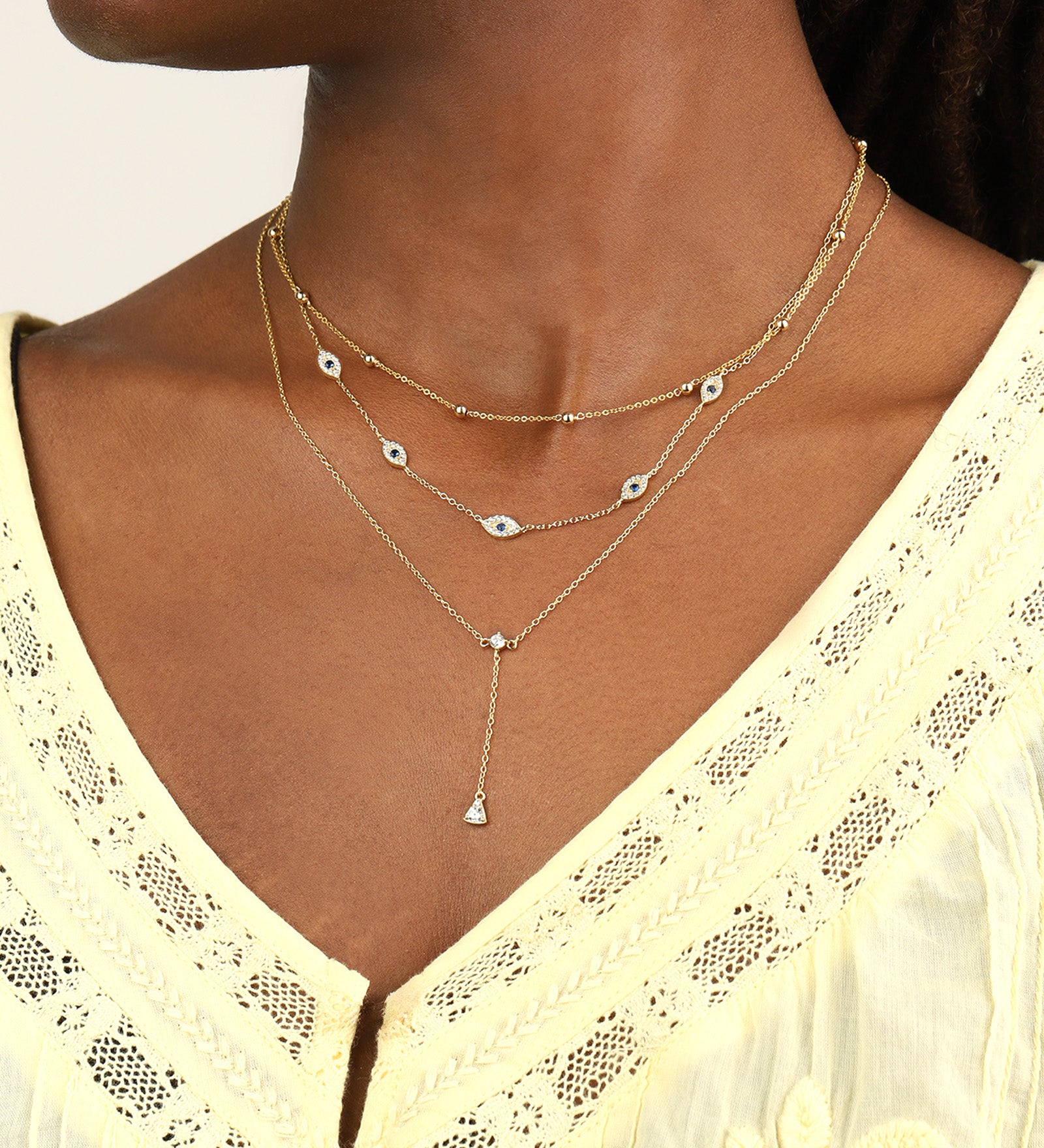 Quiet Icon-Evil Eye Station Necklace-Necklaces-Blue Ruby Jewellery-Vancouver Canada