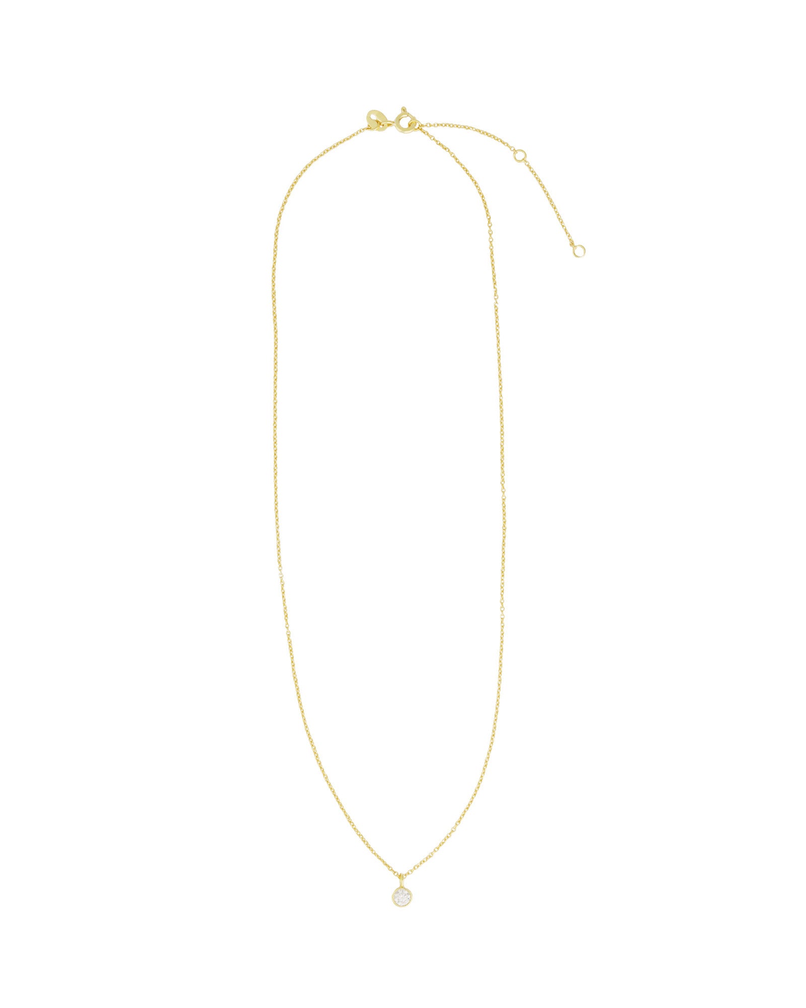Solitare Bezel Necklace 14k Gold Vermeil, Cubic Zirconia