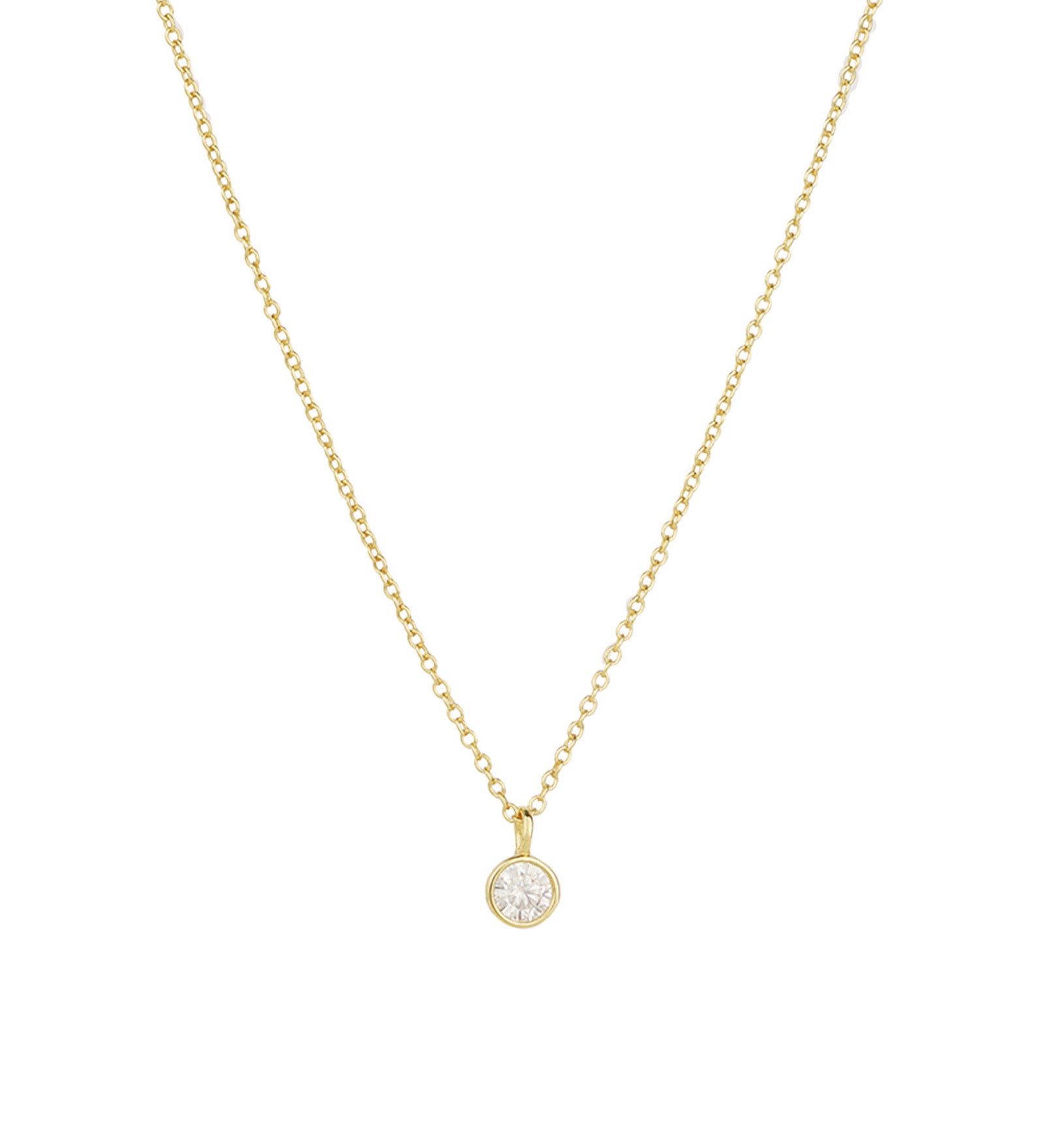 Quiet Icon-Solitare Bezel Necklace-Necklaces-14k Gold Vermeil, Cubic Zirconia-Blue Ruby Jewellery-Vancouver Canada