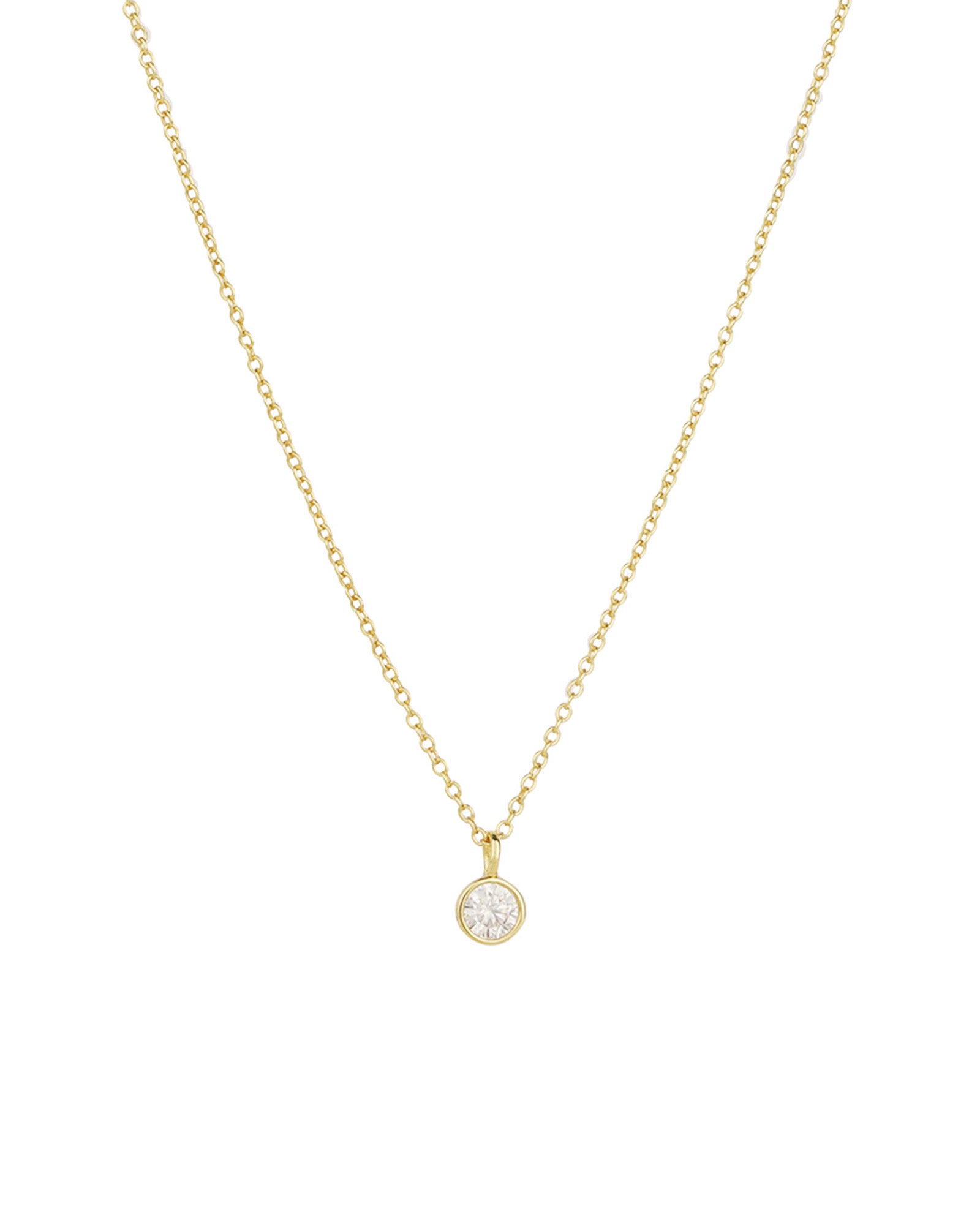 Quiet Icon-Solitare Bezel Necklace-Necklaces-14k Gold Vermeil, Cubic Zirconia-Blue Ruby Jewellery-Vancouver Canada