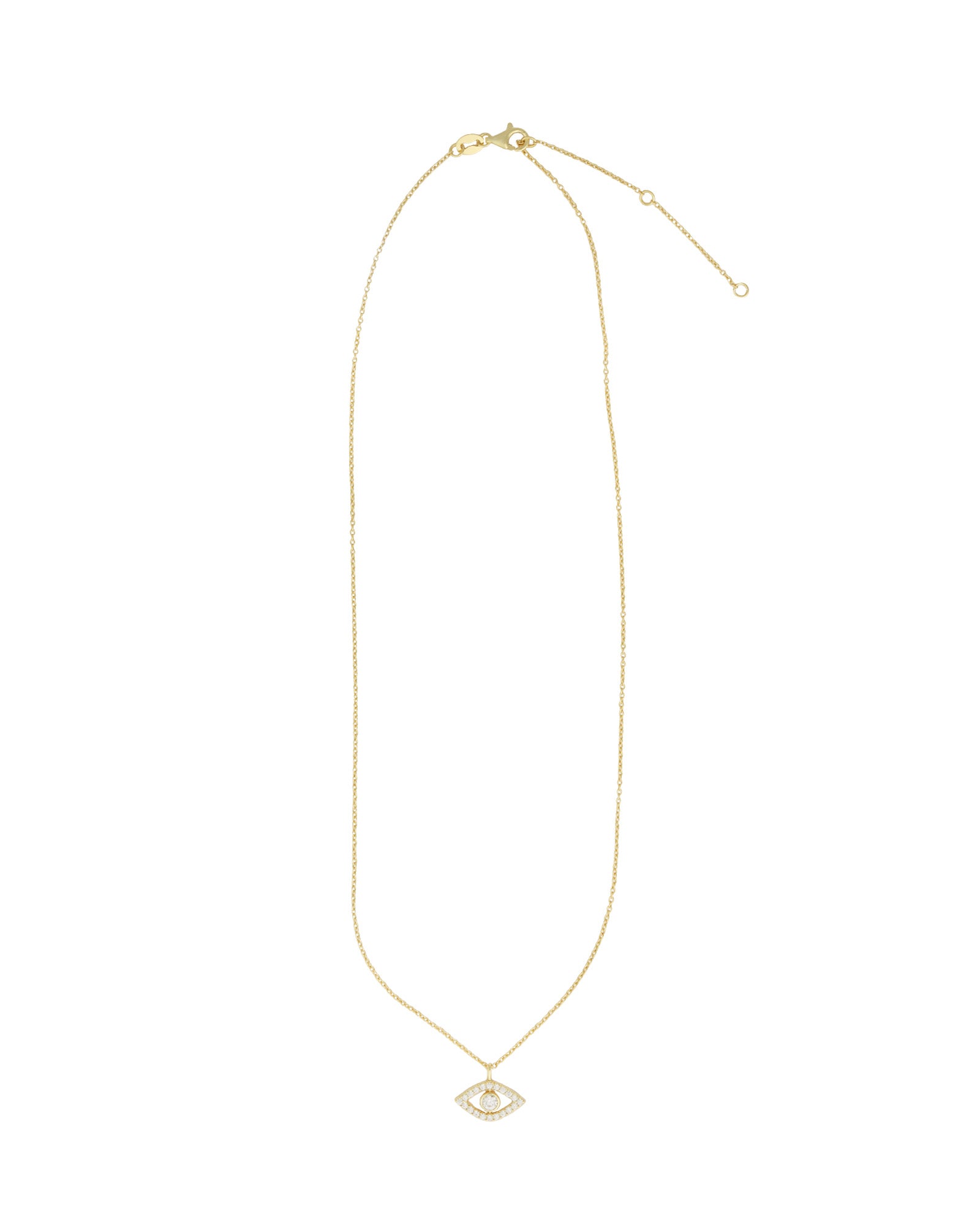 Evil Eye Bezel Necklace 14k Gold Vermeil, Cubic Zirconia