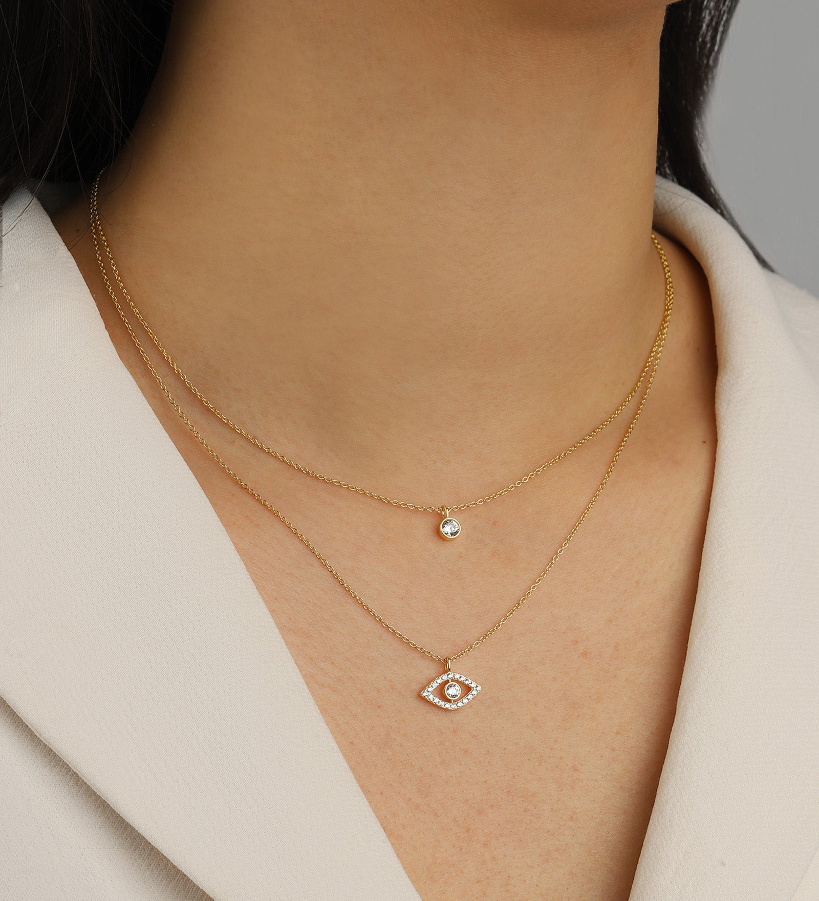 Quiet Icon-Evil Eye Bezel Necklace-Necklaces-Blue Ruby Jewellery-Vancouver Canada