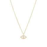 Evil Eye Bezel Necklace 14k Gold Vermeil, Cubic Zirconia