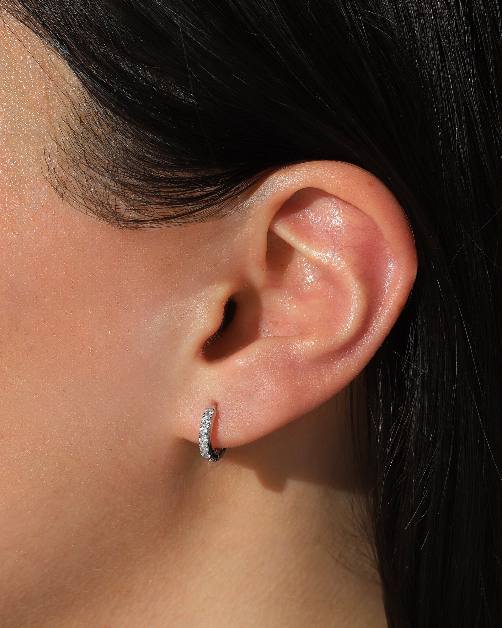 Quiet Icon-Classic CZ Huggies | 12mm-Earrings-Blue Ruby Jewellery-Vancouver Canada