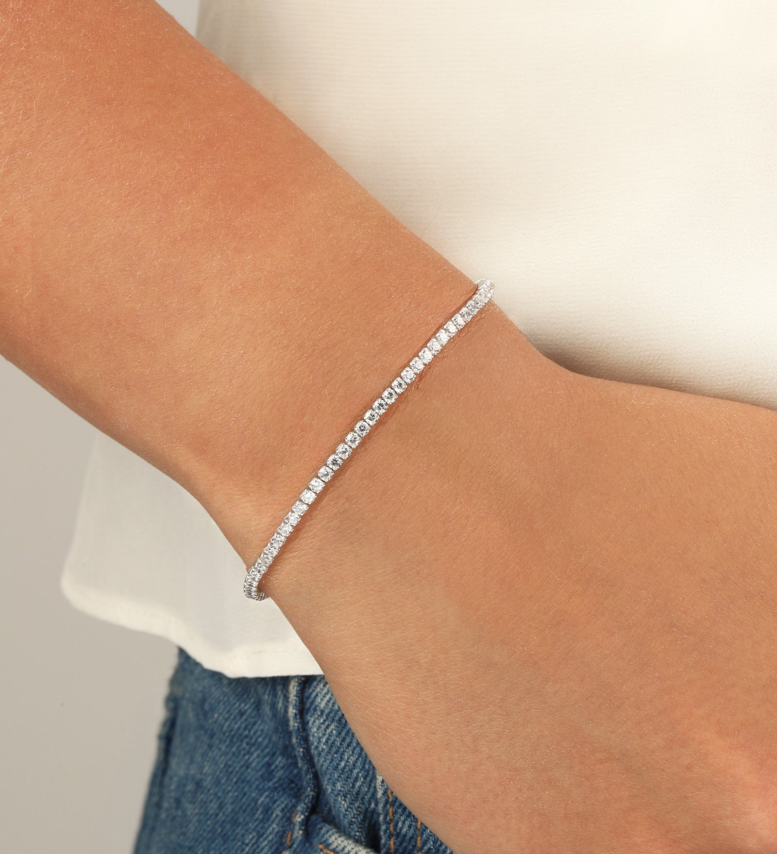CZ Tennis Bracelet | 2.3mm Rhodium Plated Sterling Silver, Cubic Zirconia