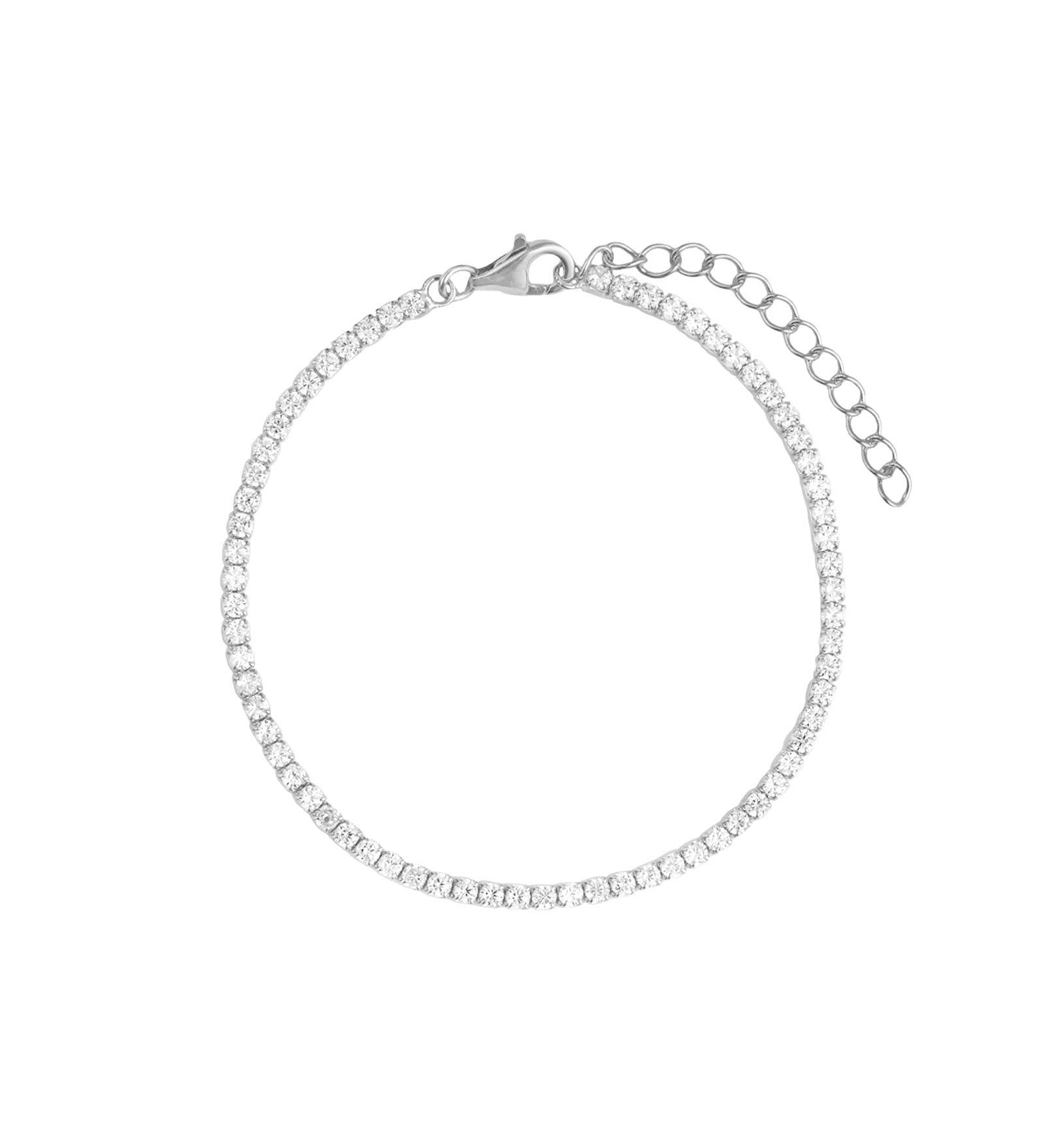 CZ Tennis Bracelet | 2.3mm Rhodium Plated Sterling Silver, Cubic Zirconia