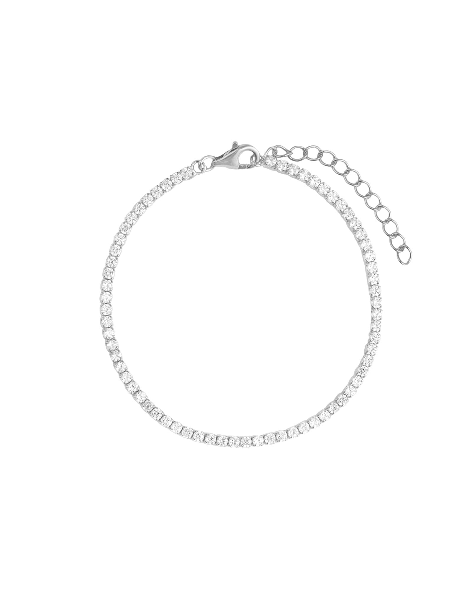 CZ Tennis Bracelet | 2.3mm Rhodium Plated Sterling Silver, Cubic Zirconia
