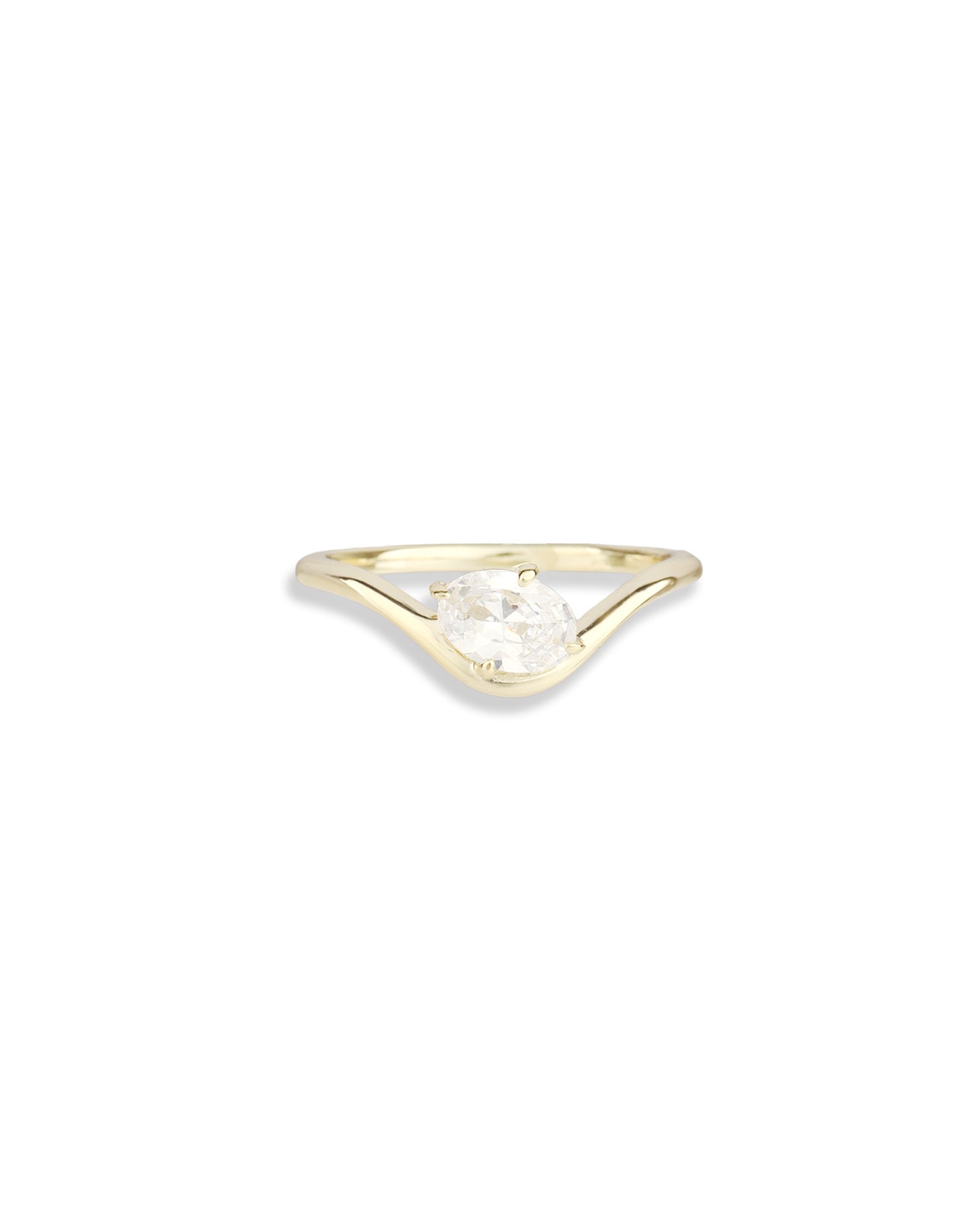 Quiet Icon-Wave Oval CZ Ring-Rings-14k Gold Vermeil, Cubic Zirconia-6-Blue Ruby Jewellery-Vancouver Canada
