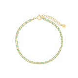 Quiet Icon-Two Row Enamel Beaded Chain Bracelet-Bracelets-14k Gold Vermeil, Turquoise Enamel-Blue Ruby Jewellery-Vancouver Canada