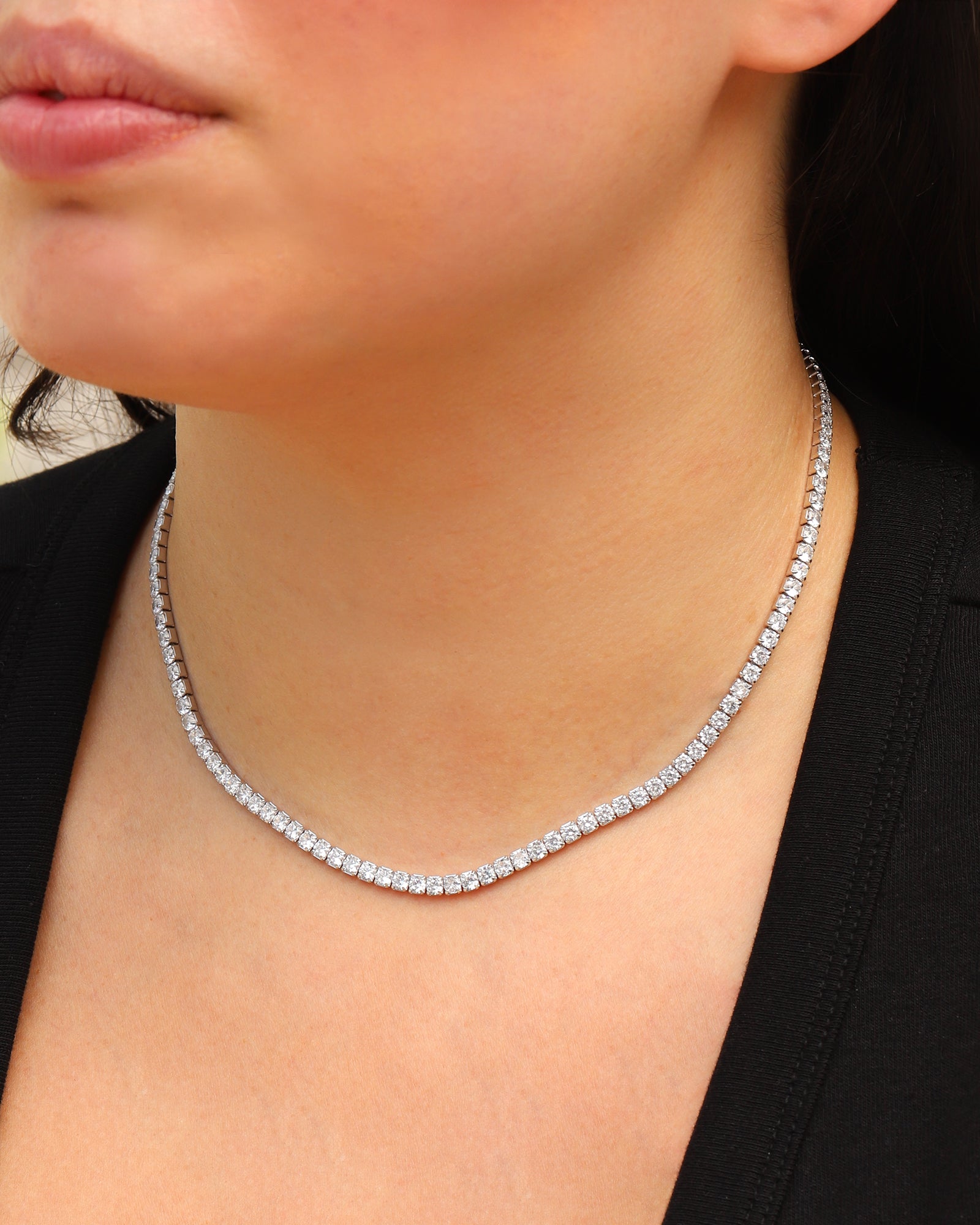 Quiet Icon-CZ Tennis Necklace | 3mm-Necklaces-Blue Ruby Jewellery-Vancouver Canada