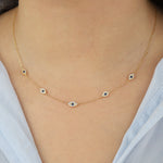 Quiet Icon-Evil Eye Station Necklace-Necklaces-Blue Ruby Jewellery-Vancouver Canada