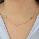 Quiet Icon-Evil Eye Station Necklace-Necklaces-Blue Ruby Jewellery-Vancouver Canada