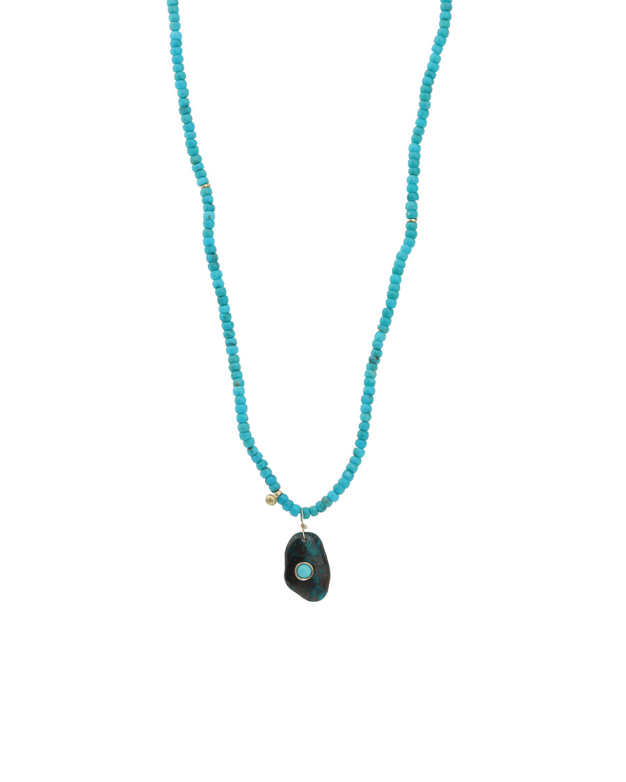 Renee Garvey-Turquoise Chrysocolla Drop Necklace-Necklaces-14k Yellow Gold, Turquoise-Blue Ruby Jewellery-Vancouver Canada