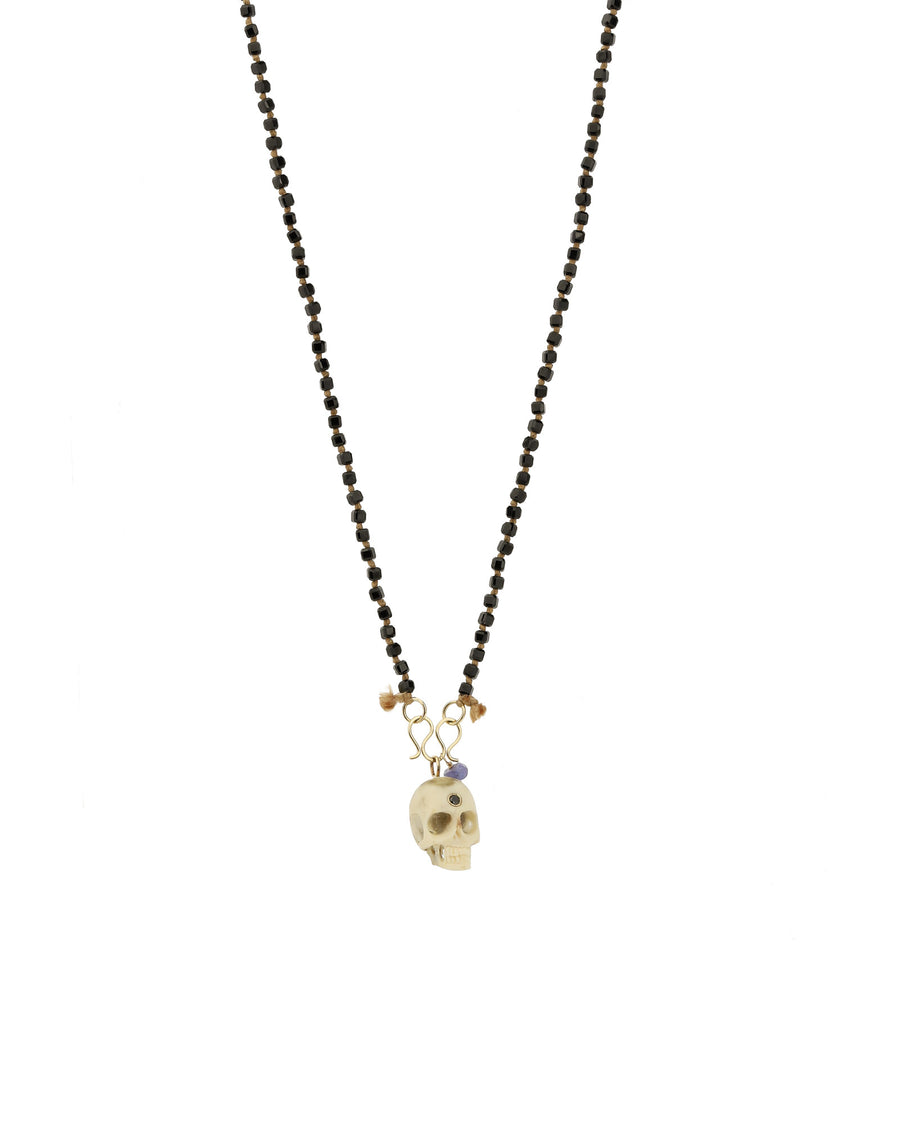Skull Drop Spinel Necklace 14k Yellow Gold, Spinel