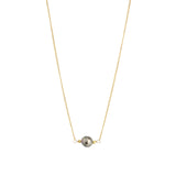 1 Tahitian Pearl Nugget Necklace 22k Gold Vermeil, Grey Pearl