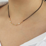 Robindira Unsworth-4 Teardrop CZ 2 Chain Necklace-Necklaces-22k Gold Vermeil, Oxidized Sterling Silver-Blue Ruby Jewellery-Vancouver Canada