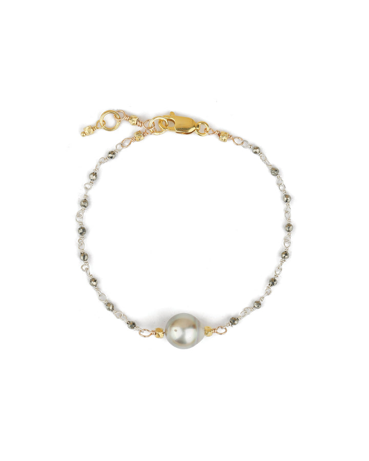 Robindira Unsworth-Beaded Chain Tahitian Pearl Bracelet-Bracelets-22k Gold Vermeil, Sterling Silver-Blue Ruby Jewellery-Vancouver Canada